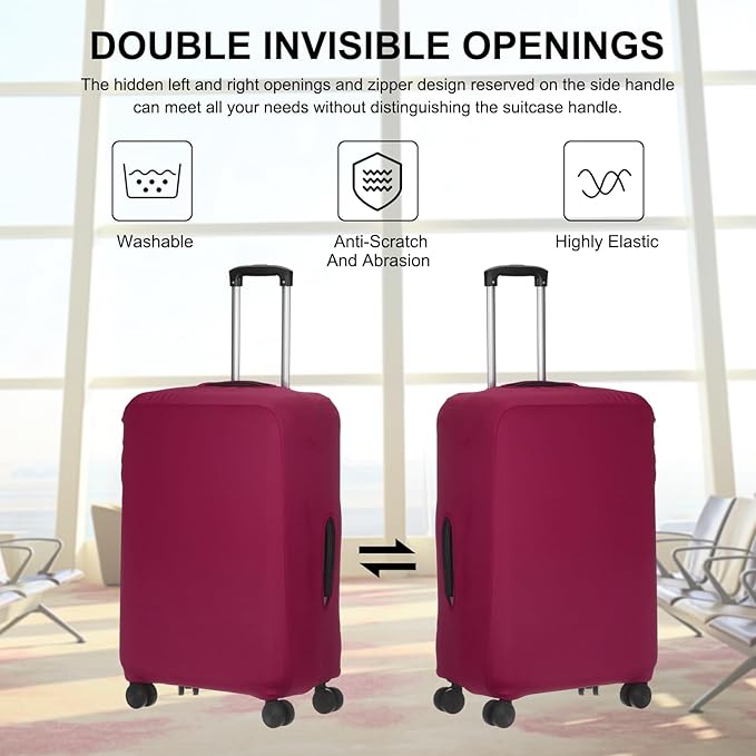 uxcell Travel Luggage Cover, Washable Suitcase Covers for Luggage Anti-scratch Suitcase Protector Elastic Baggage Protective, Fits 22-25 Inch Suit Case, Purple Red