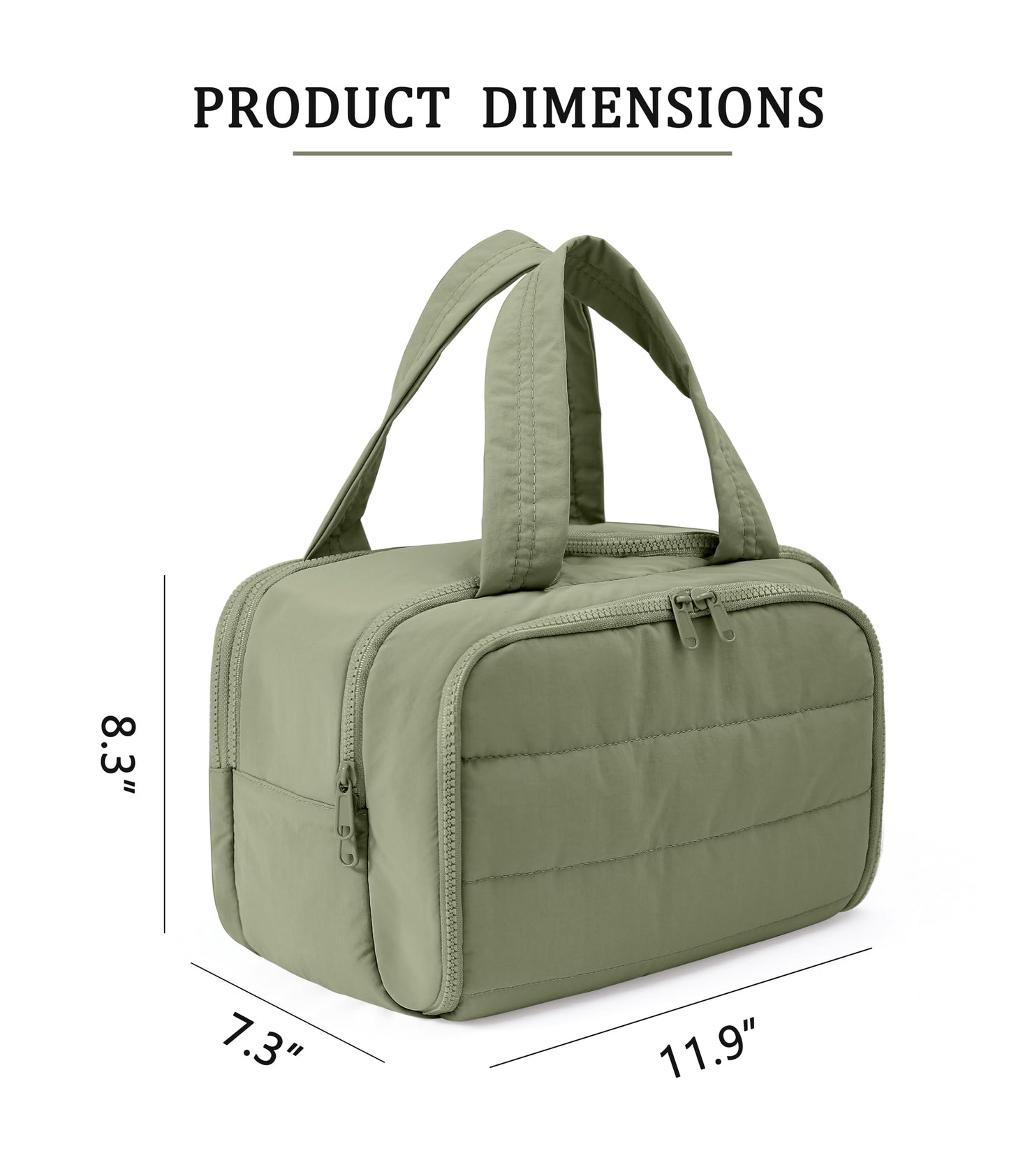 BUZFOWU Travel Toiletry Bag for Women, Large Wide-open Puffy Cosmetic Makeup Bag with Wet-Dry Separation, Multi-Pocket Organizer with Carry Handle for Toiletries, Cosmetics, Essentials, Green