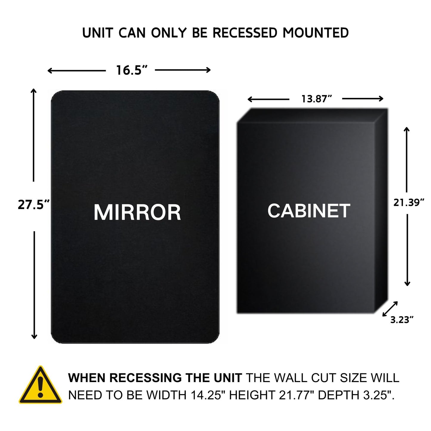 TEHOME Farmhouse Black Metal Framed Recessed Bathroom Medicine Cabinets with Mirror Rounded Rectangle Medicine Cabinet with BeveledMirros,16.5x27.5''