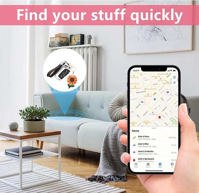 Shiny Leather Charm Keychain Holder Case Compatible with AirTag,Cute Protective Cover with Keyring,Anti-Scratch Finder GPS Tracker Case for Wallet Keys,Bag,Pets(Flower C)