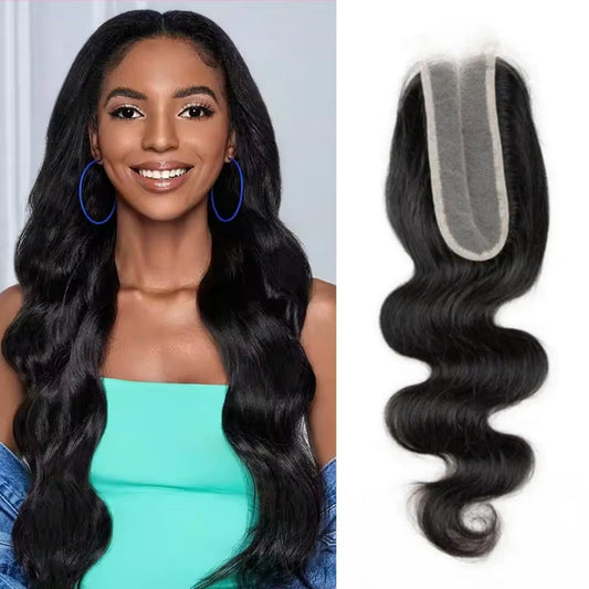 14 Inch Body Wave 2x6 HD Closure Human Hair Transparent 2x6 Lace Closure Hair Extensions for Women 100% Virgin Remy Hair Frontal HD Lace Pre Plucked With Natural Black