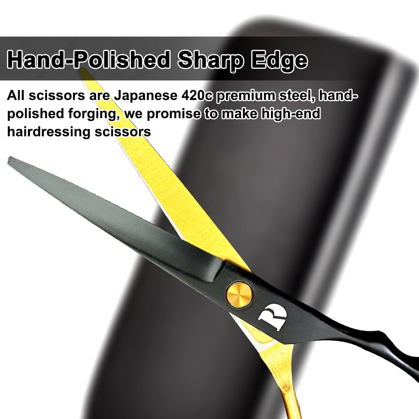 Professional Hair Cutting Shears Set,6 Inch Barber Hair Cutting Scissors Kit,Hairdressing Thinning Shears for Hair Cutting,Sharp Blades Haircut Scissors Kit for Women/Men/Kids (Rainbow) (Gold)