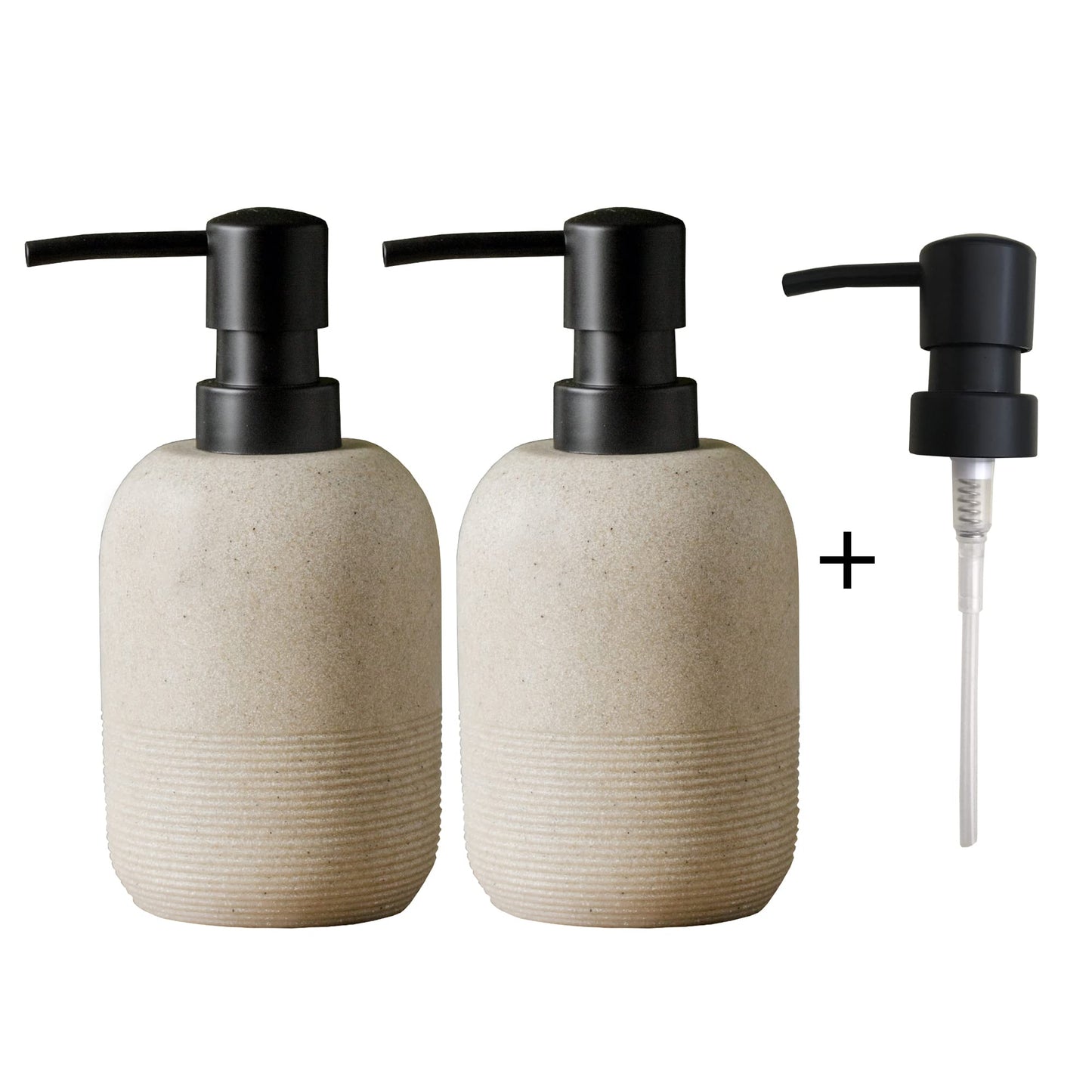 GalDal 2pcs/Set Beige Hand Soap Dispenser Sets,Resin Liquid Soap Dispenser for Bathroom Countertop,Bathroom Lotion Dispensers-10.6oz.