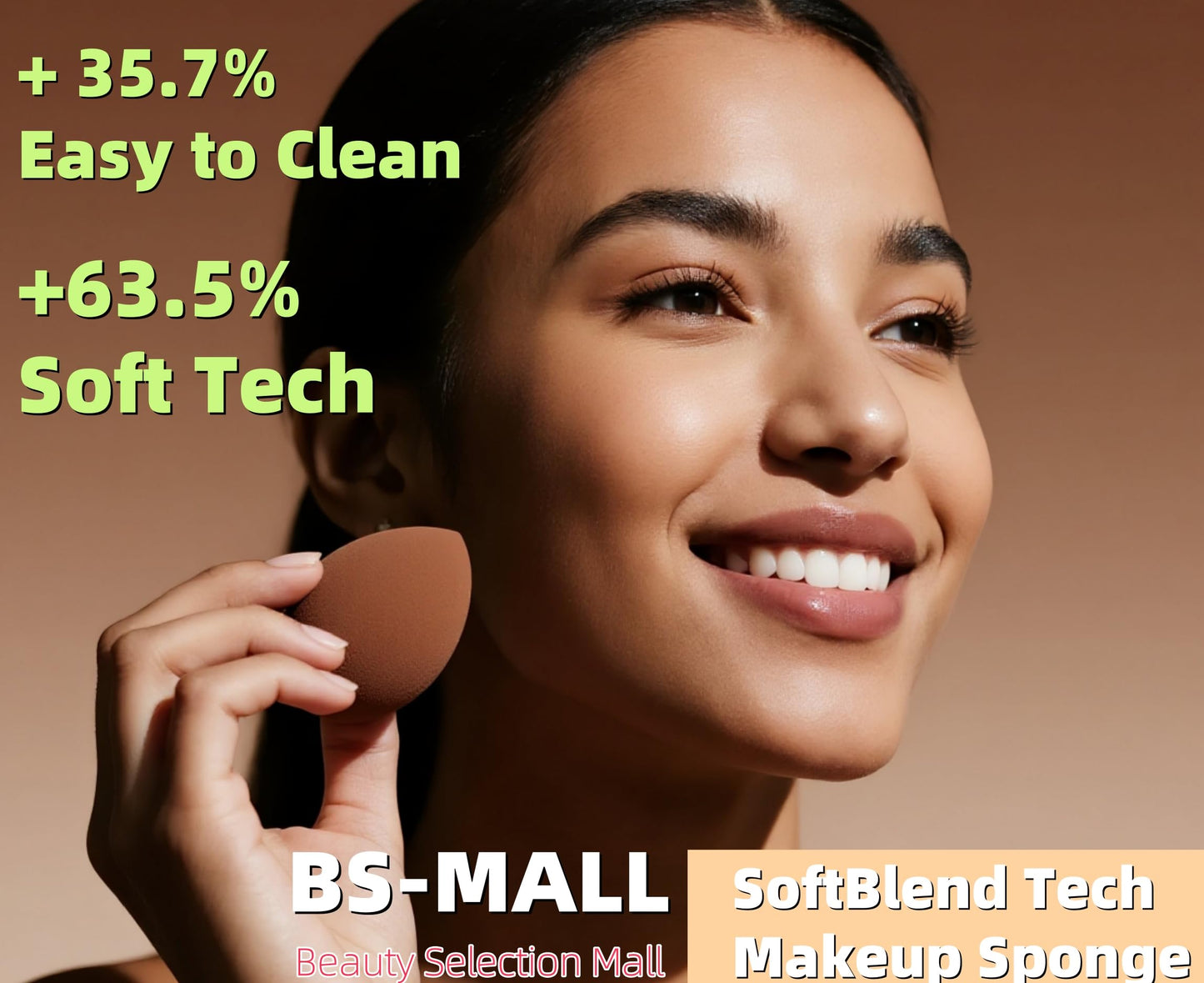 BS-MALL Makeup Sponge Set Pro Version– V3.0 Soft Blending Tech For Foundation Blending Blush Highlight 1 XL Dual-Use Makeup Sponge & Waterproof Silicone Cosmetic Travel Bag Brown