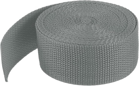 MECCANIXITY Lightweight Polypropylene Webbing Strap 1 1/2" 5 Yard Backpack Strapping Band Grey for Outdoor Luggage Cargo Straps