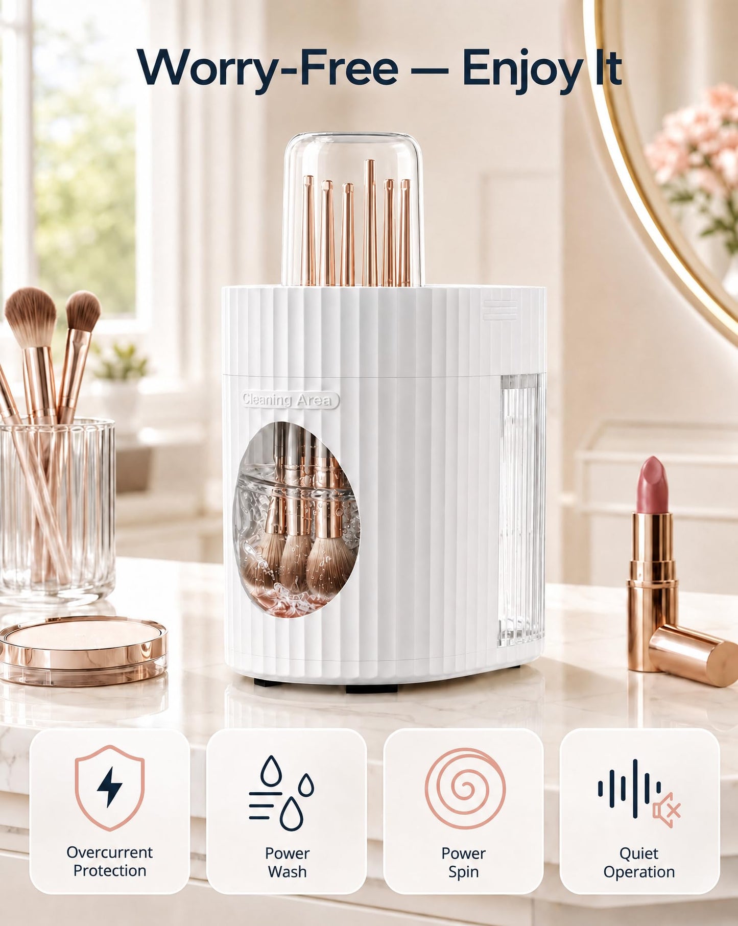 ALAFLY 3 IN 1 Electric Makeup Brush Cleaner & Dryer, Automatic USB Deep Cleaning Machine, Portable Quick Clean & Dry [No Need to Remove Makeup Brushes], Fits Most Brush Sizes
