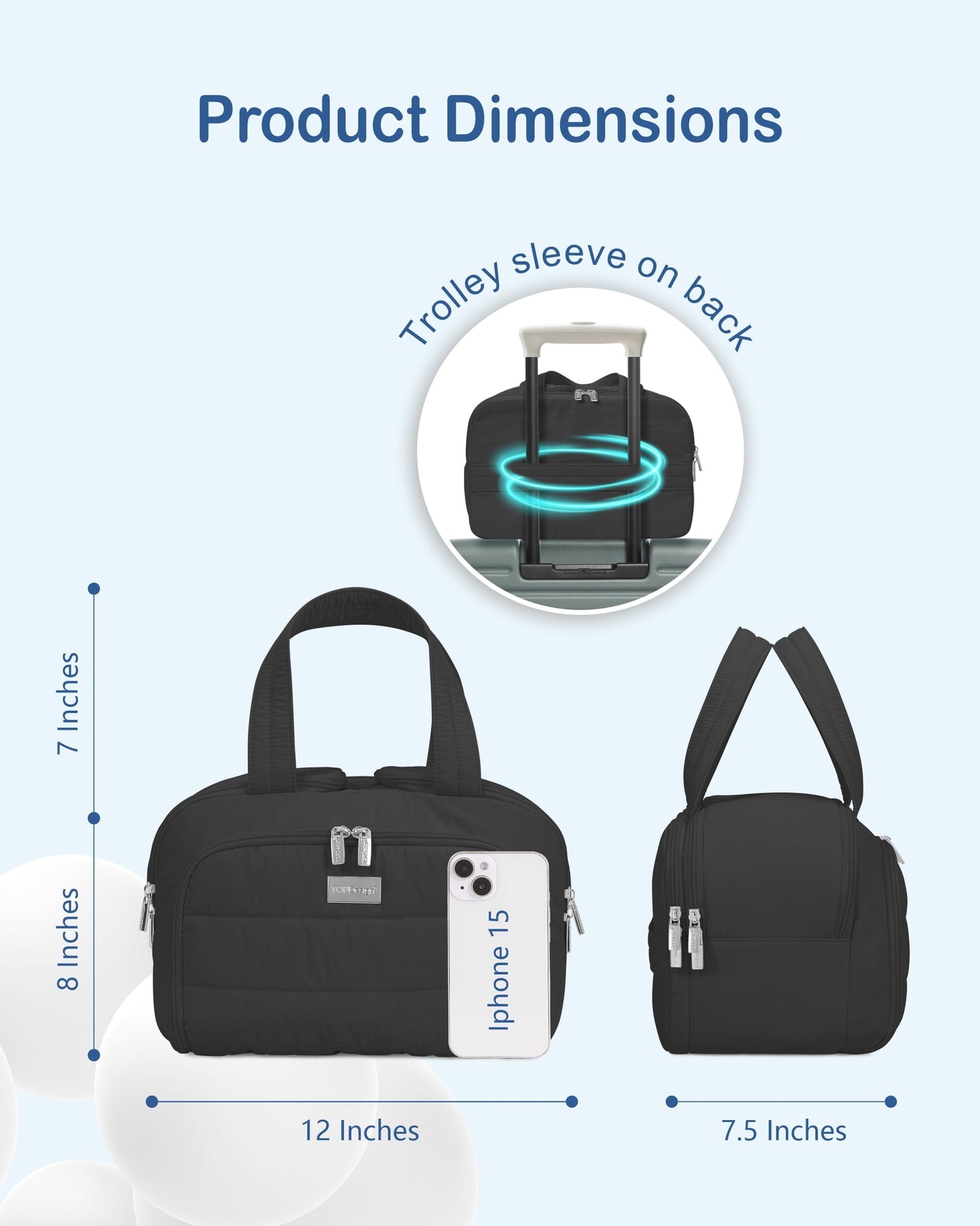 TOPDesign Travel Toiletry Bag for Women, Puffer Large Toiletry Bag, Lightweight Cosmetic Makeup Organizer with Handle for Traveling, Accessories, Essentials, Toiletries (Black)