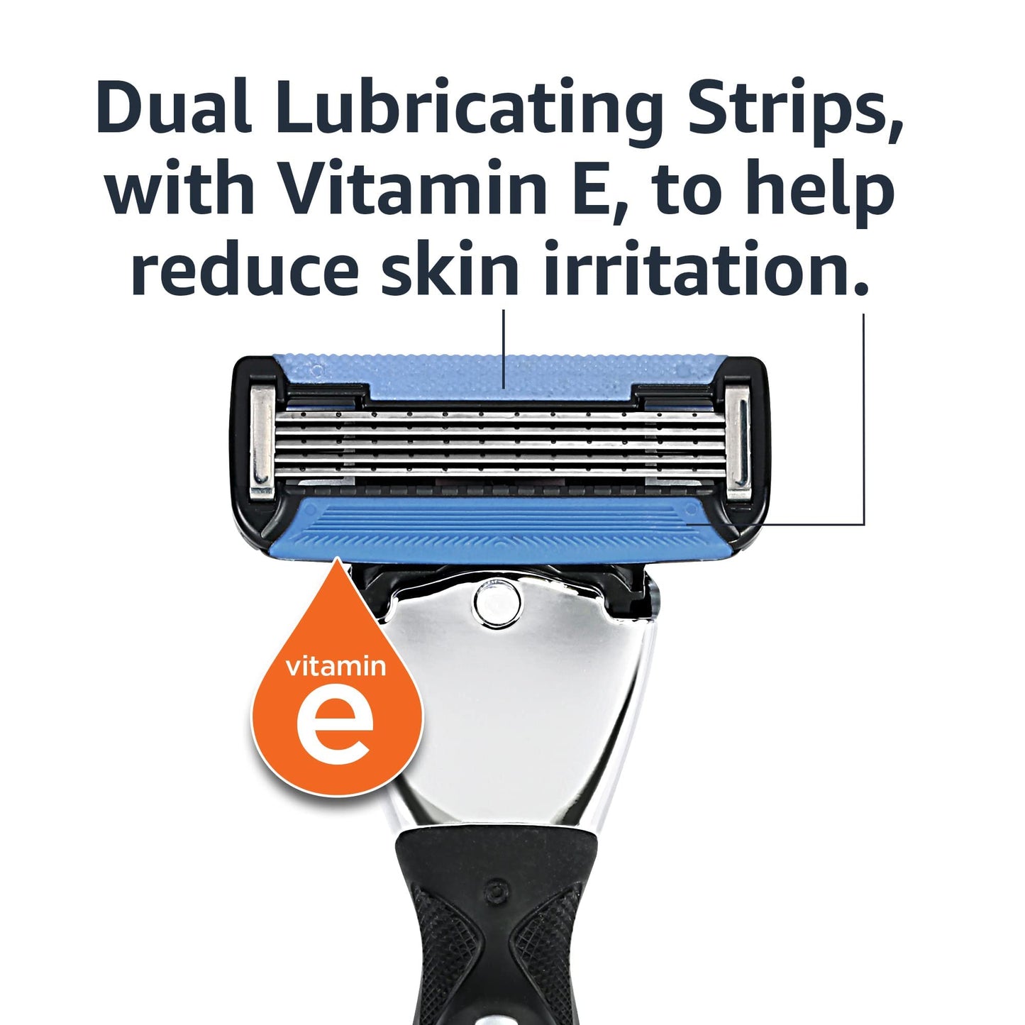 Amazon Basics 5-Blade Razor Refills for Men with Dual Lubrication, Hypoallergenic, Clean Shave, Precision Beard Trimmer, 12-Pack (Fits Amazon Basics Razor Handles only)