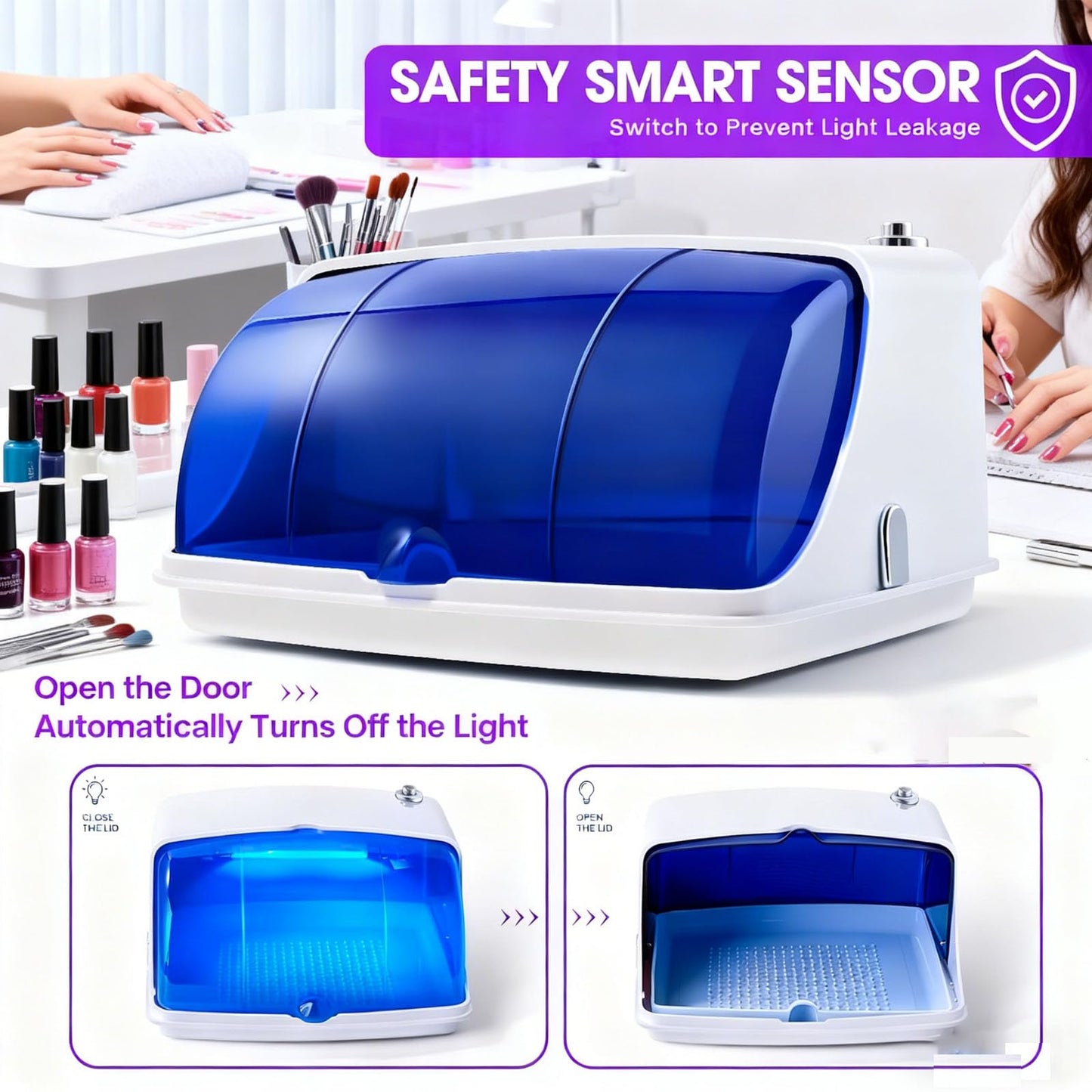 ALLGLAM Large Capacity Nail Art Tool Sterilizer Box for Salon & Home Use - Professional Sterilizer Organizer for Manicure, Esthetician, Tattoo & Dental Accessories