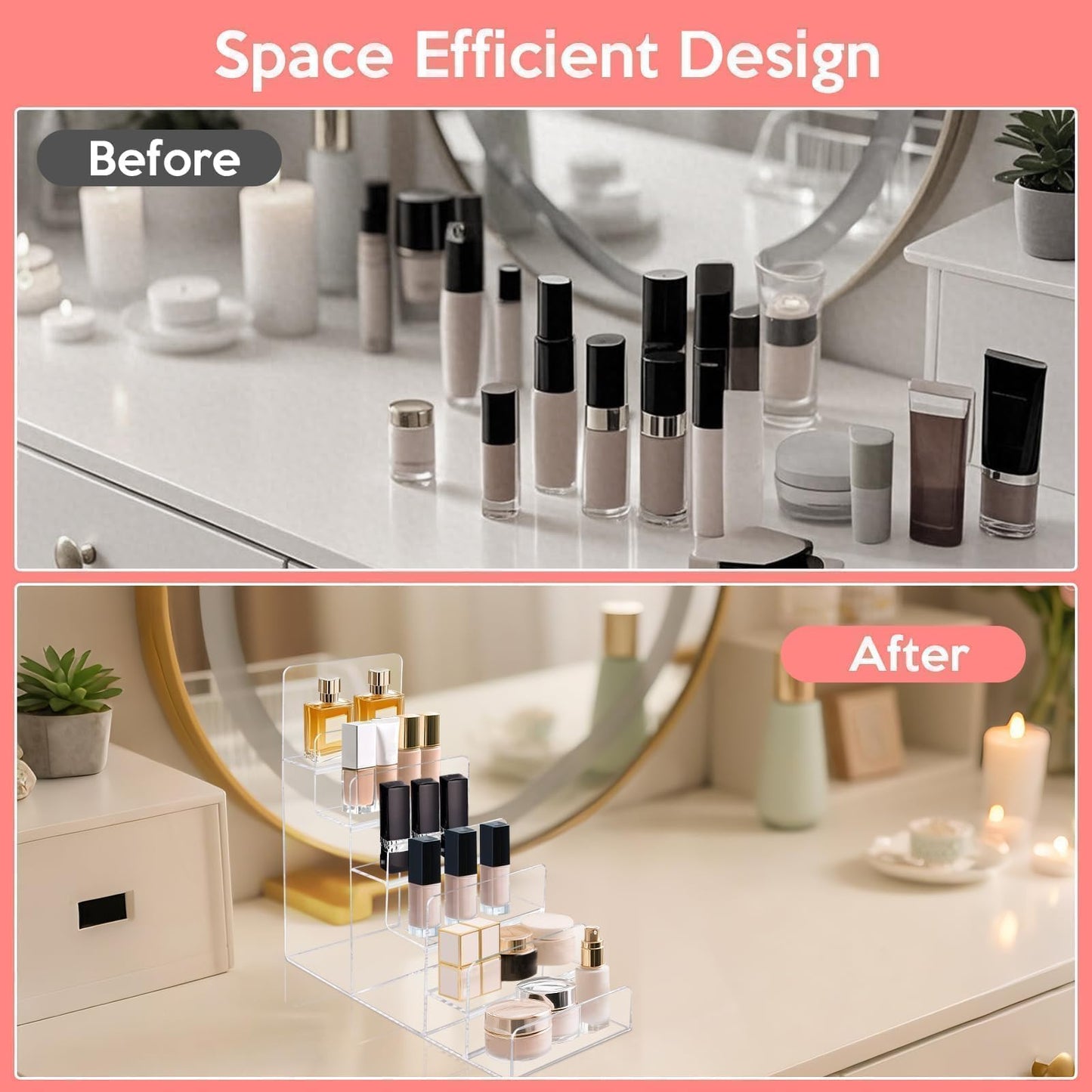 2 Pack Acrylic Purse Display Stand for Purses & Wallets,6-Tier Clear Jewelry Riser Purse Handbag Organizer Shelf,Perfume Stand Jewelry Riser Rack,Acrylic Shelf for Cosmetic Perfume Sunglasses Handbag