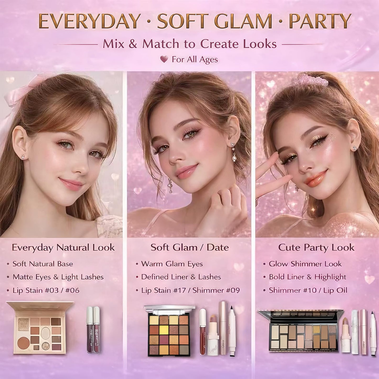 All in One Makeup Kit for Women & Beginners, Full Face Makeup Set with Eyeshadow Palette, Lip Gloss, Foundation & Brushes, Makeup Gift Set for Teens & Girls, Suitable for Different Skin Tones