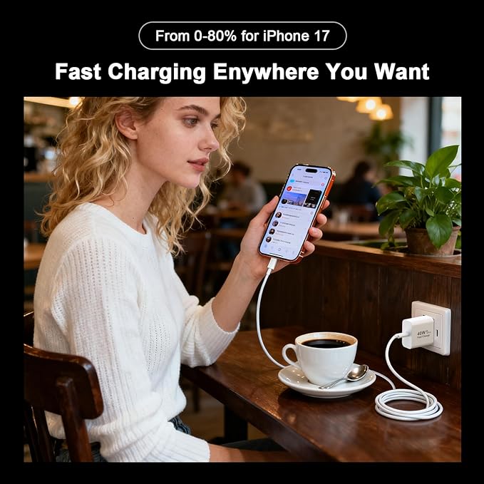 iPhone 17 16 Pro Max Charger Fast Charging, 2 Pack 40W USB C iPhone 16 17 Fast Charger Block with 10 FT Long Type C to C Charging Cable for iPhone 17/17 Pro Max/17 Pro/Air/16/16 Pro Max/15/15 Pro Max