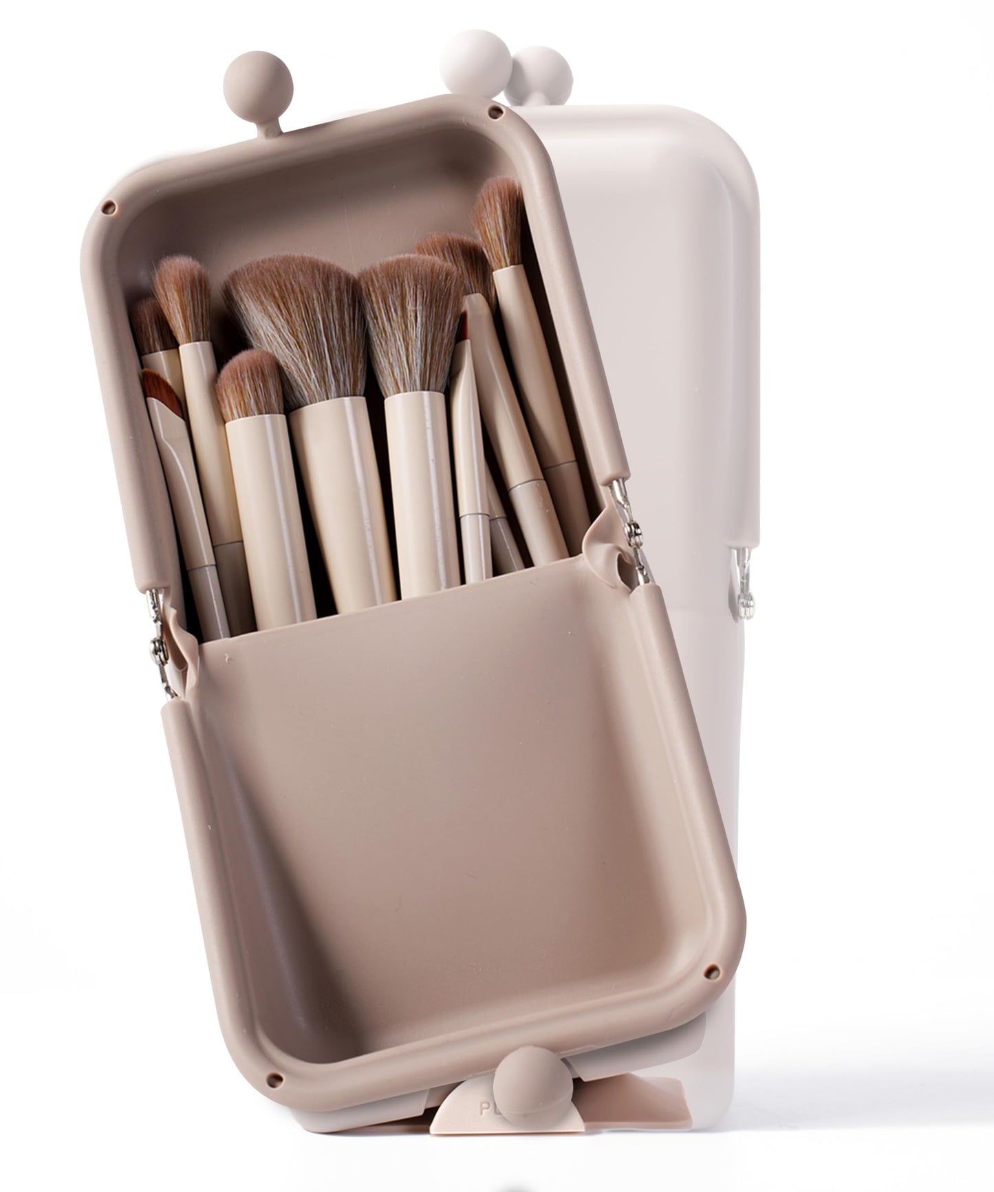 APT 1101 Makeup Brush Holder Travel Cosmetic Bag with Suction Base, Portable Cosmetic Organizer for Travel & Home, Organizer for Brushes, Beauty Tools & Accessories (Oatmeal)