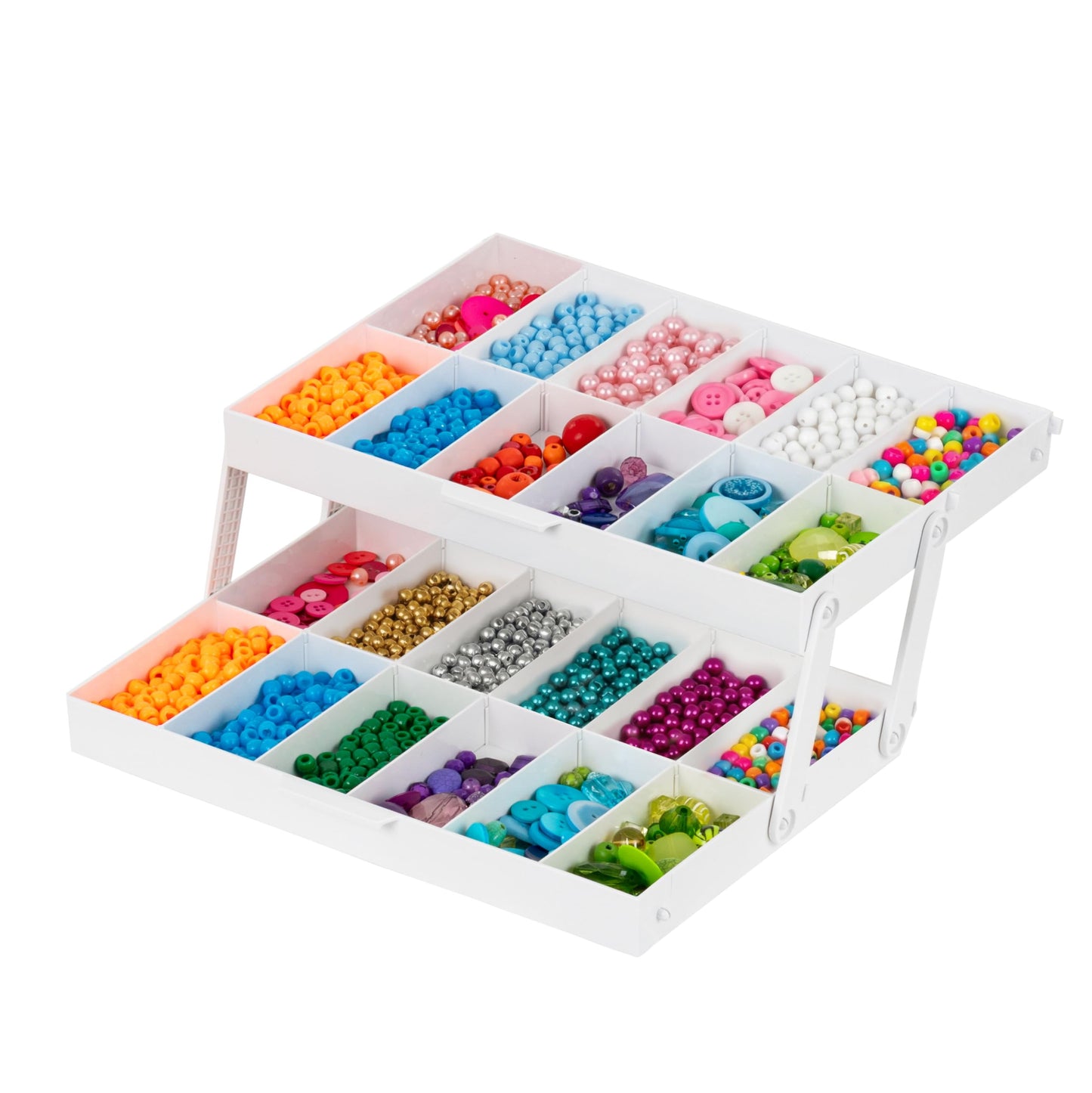 IRIS USA 2-Tier Drawer Organizer Expandable |Made in USA| Multi-Level Collapsible Organization, Comes with Dividers for Crafts, Makeup, Jewelry & Office - White