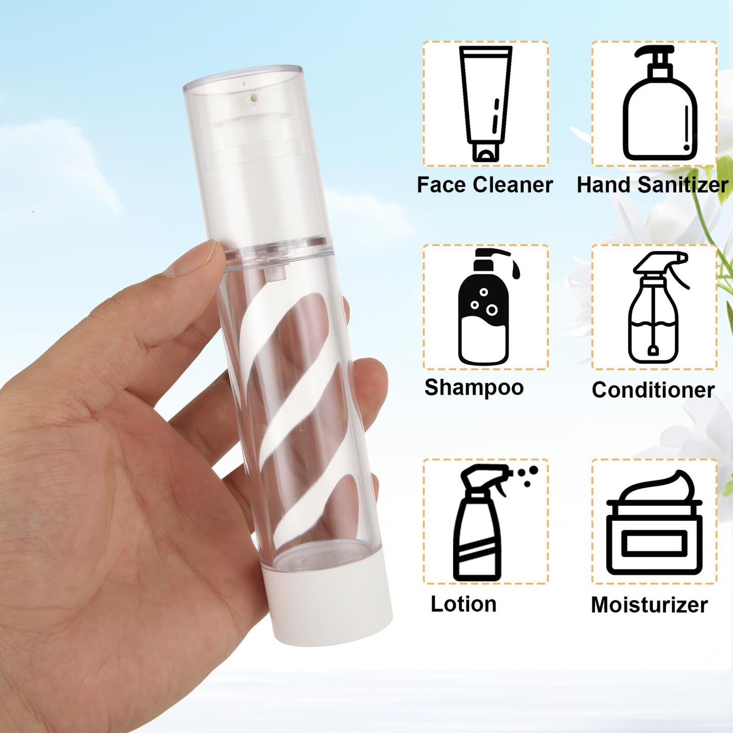 SENENQU 40 PCS 1.7 Oz 50ml Airless Pump Bottles Travel Size Empty Pump Bottle Lotion Container Refillable Cosmetic Pump Dispensers for Foundation Moisturizer Shampoo Toiletry