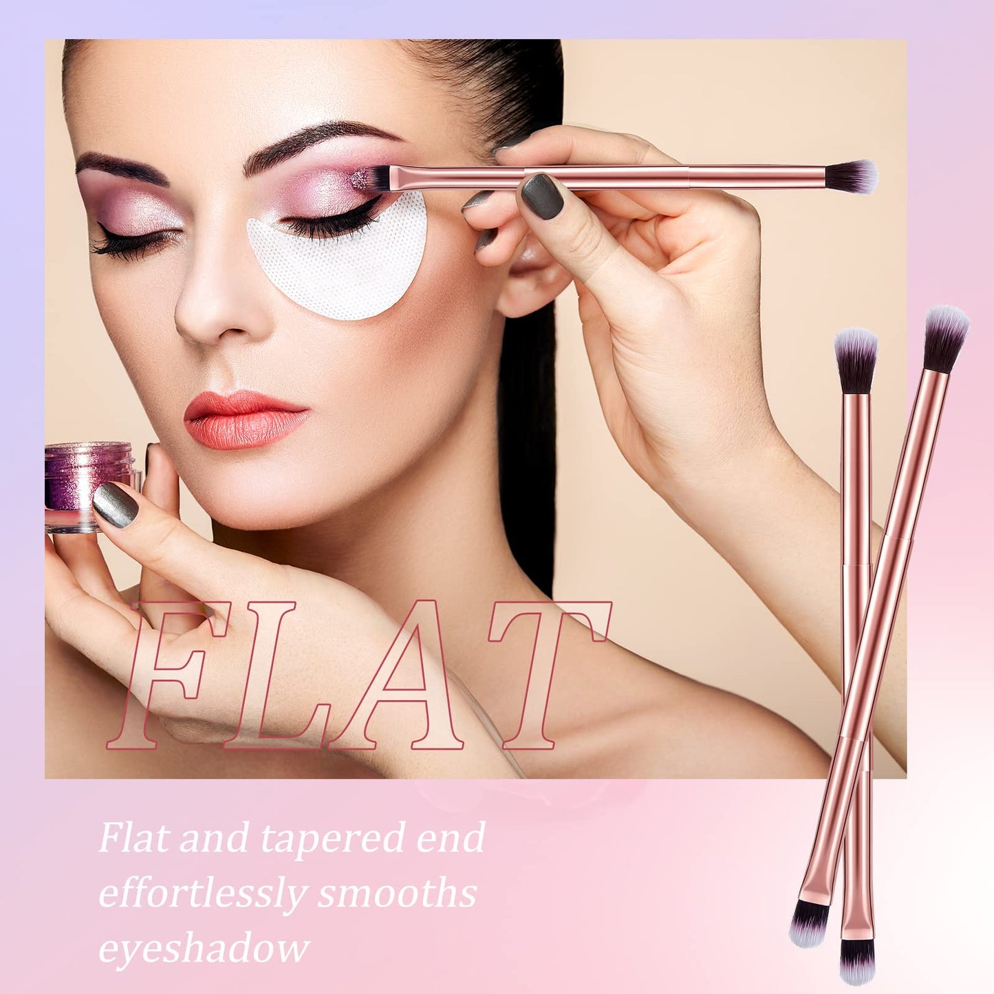 24 Pcs Eyeshadow Smudge Brush 2 in 1 Eyeshadow Double Ended Concealer Brush Under Eye Small Soft Firm Pointed Foundation Makeup Applicator for Blending Eye Shadow Liner(Rose Gold)
