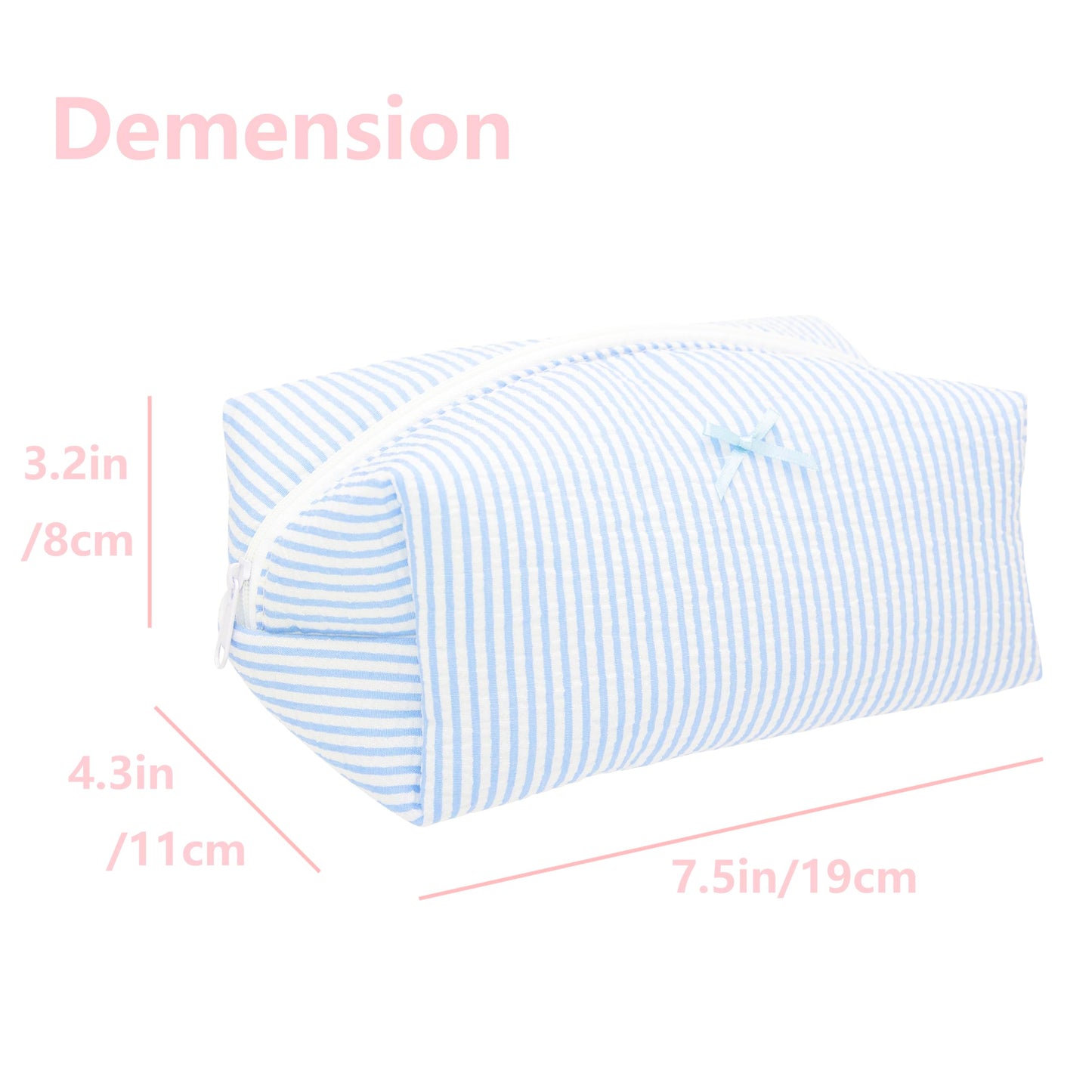 PAZIMIIK 6PCS Cozy Makeup Bag SET Travel Cosmetic Bag for Women Soft Toiletry Bag Aesthetic Makeup Organizer Portable Large Zipper Pouch for Skincare Beauty Accessories Brushes Stripe Blue
