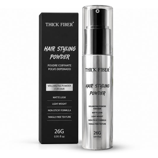 Thick Fiber Hair Styling Powder – Tangle-Free, Non-Sticky, No White Residue – Infused Clay-Based Powder for Volumizing & Texturizing – Matte Finish for Women and Men – Medium Hold – 26g