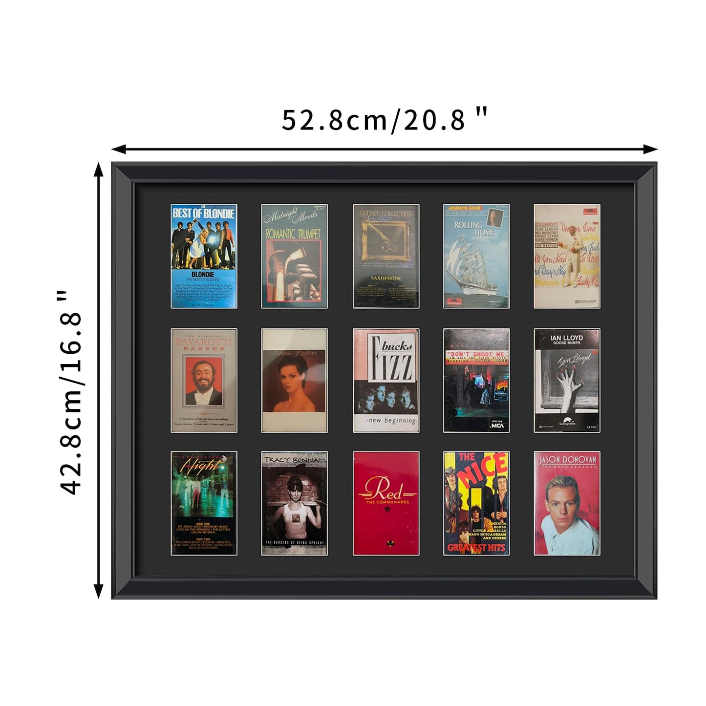 Cassette Tape Storage Shadow Box Display Stand,Cassette Tape Display Frame,Cassette Tape And case Display Frame,15 Cassette Rack Display cabinet,Music Tape Storage Display Rack,Audio Storage Solution.
