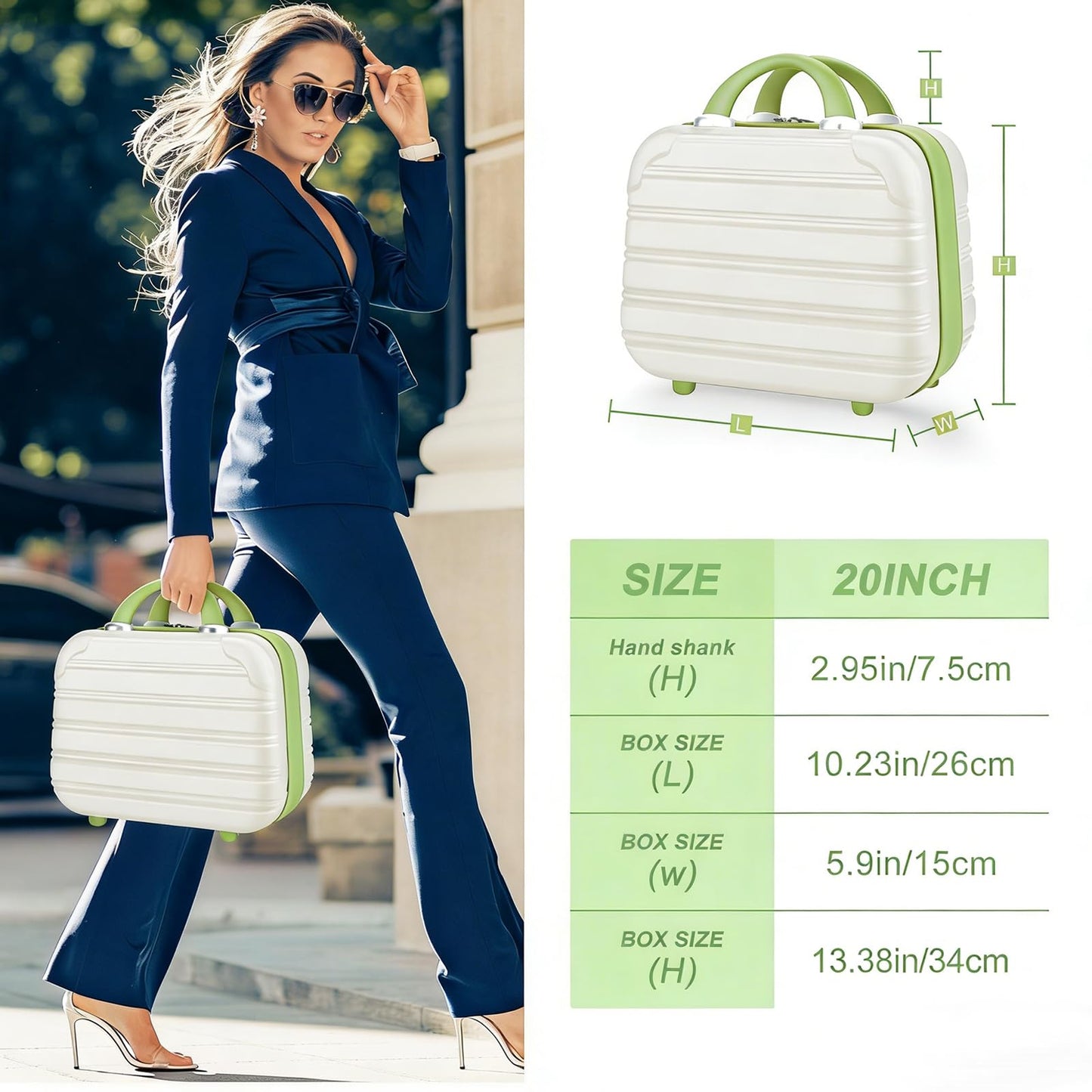 JZRTravel 14 Inch Hard Makeup Train Case PC ABS Portable Cosmetic Travel Case Mini Suitcase Organizer for Make up Toiletries Toys Clothes Storage with Handle Elastic Strap
