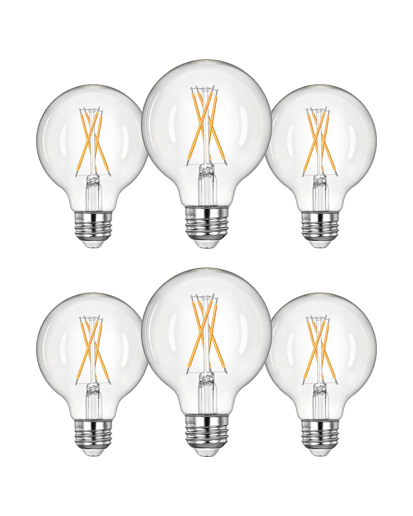 EDISHINE 6 Pack G25 Globe Light Bulbs, Dimmable Vintage LED Edison Bulbs, CRI90+ 5W Equivalent 60W, Clear LED Filament Vanity Light Bulbs, 2700K Warm White, 500LM, E26 Base