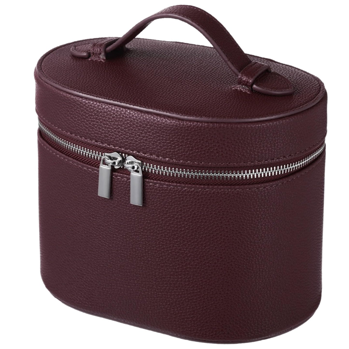 Makeup Vanity Bag for Women - Large Capacity Cosmetic Organizer with Removable Liner, Waterproof PU Leather Skincare Bag, Portable Chic Cosmetic Make Up Case for Skincare, Accessories, Burgundy
