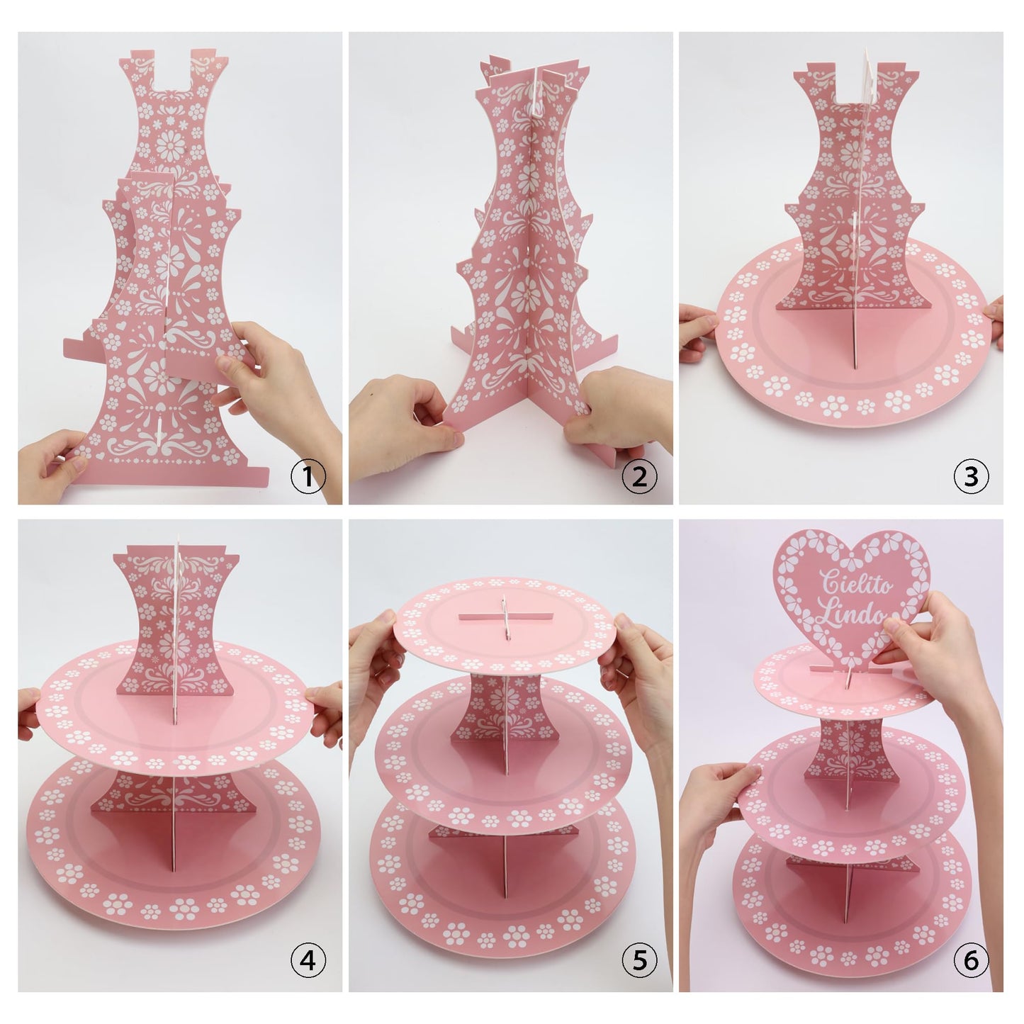 2PCS Pink Mexican Terracotta Cupcake Stand, 3 Tier Cupcake Dessert Tower