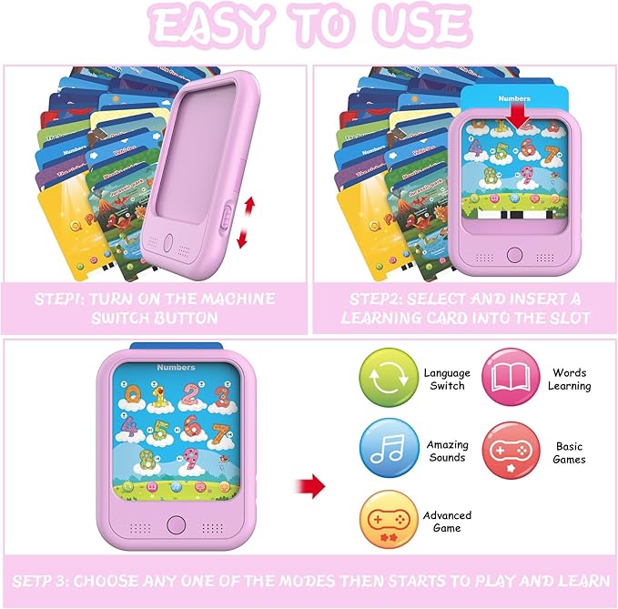 Kids Educational Learning Tablet Toy-Educational Tablet Toy to Interactive Learn Alphabets,Colors,Number,Foods,Jurassic Park,Animals,Learning Toys for Toddlers 2-6 Years Old,Gifts for Boys Girl