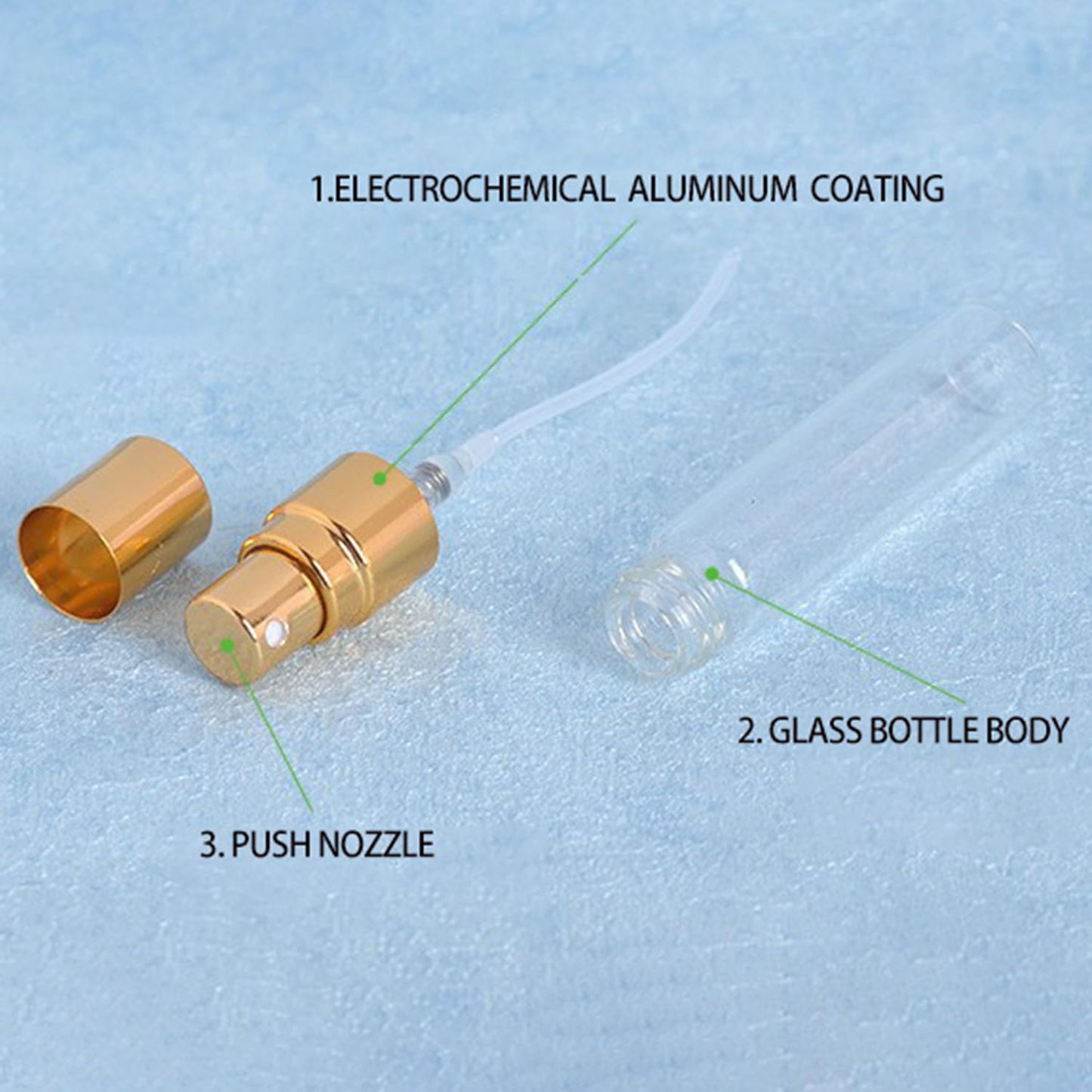 Jxcmeng 20Pcs 5ml Empty Clear Glass Mist Spray Bottle Refillable Mini Perfume Atomizer Travel Sample Bottle with Golden Aluminized Nozzle Makeup Container for Perfume (5ml Gold Caps)