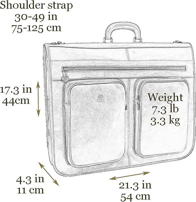 Time Resistance Leather Garment Bag - Slim Suit Duffel Carry-On Suitcase for Dress Protection (Brown)