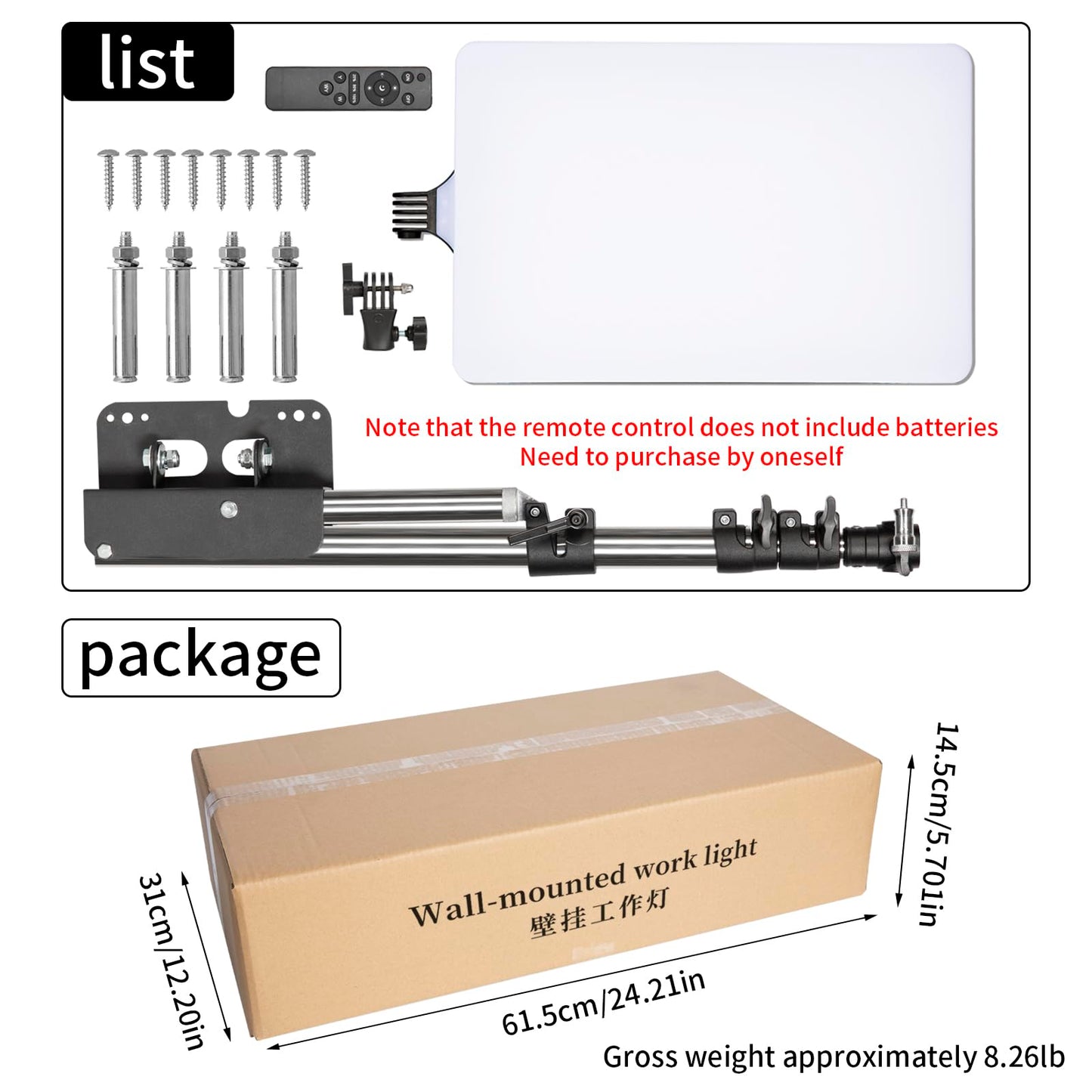 New wall-Mounted Tattoo lamp, Maximum 83 inches (210 cm), 19-inch Large LED Panel, Super Bright Work, Suitable Eyelash Extension, Beauty, Hairdressing, Photography and Live Broadcast