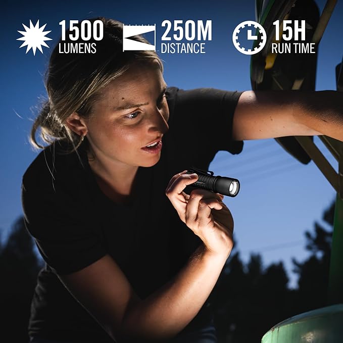 Coast XT7R 1500 Lumen Rechargeable LED Flashlight with Magnetic Mount, Slide Focus, and Pocket Clip, Green