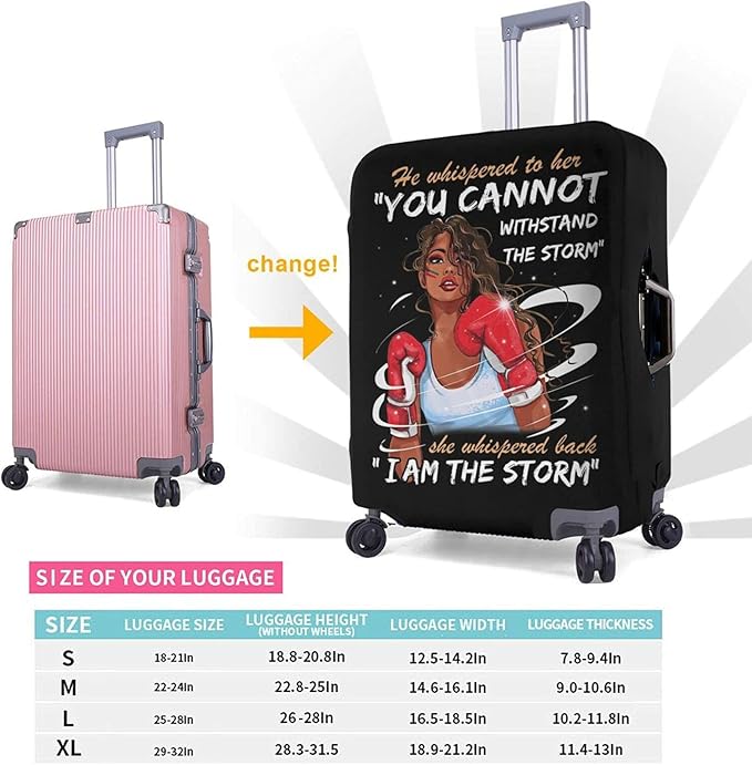 Travel Suitcase Protector African American Girl Elastic Protective Washable Luggage Cover With Concealed Zipper Suitable For 18-32 Inch(M (for 22--24 inch luggage))