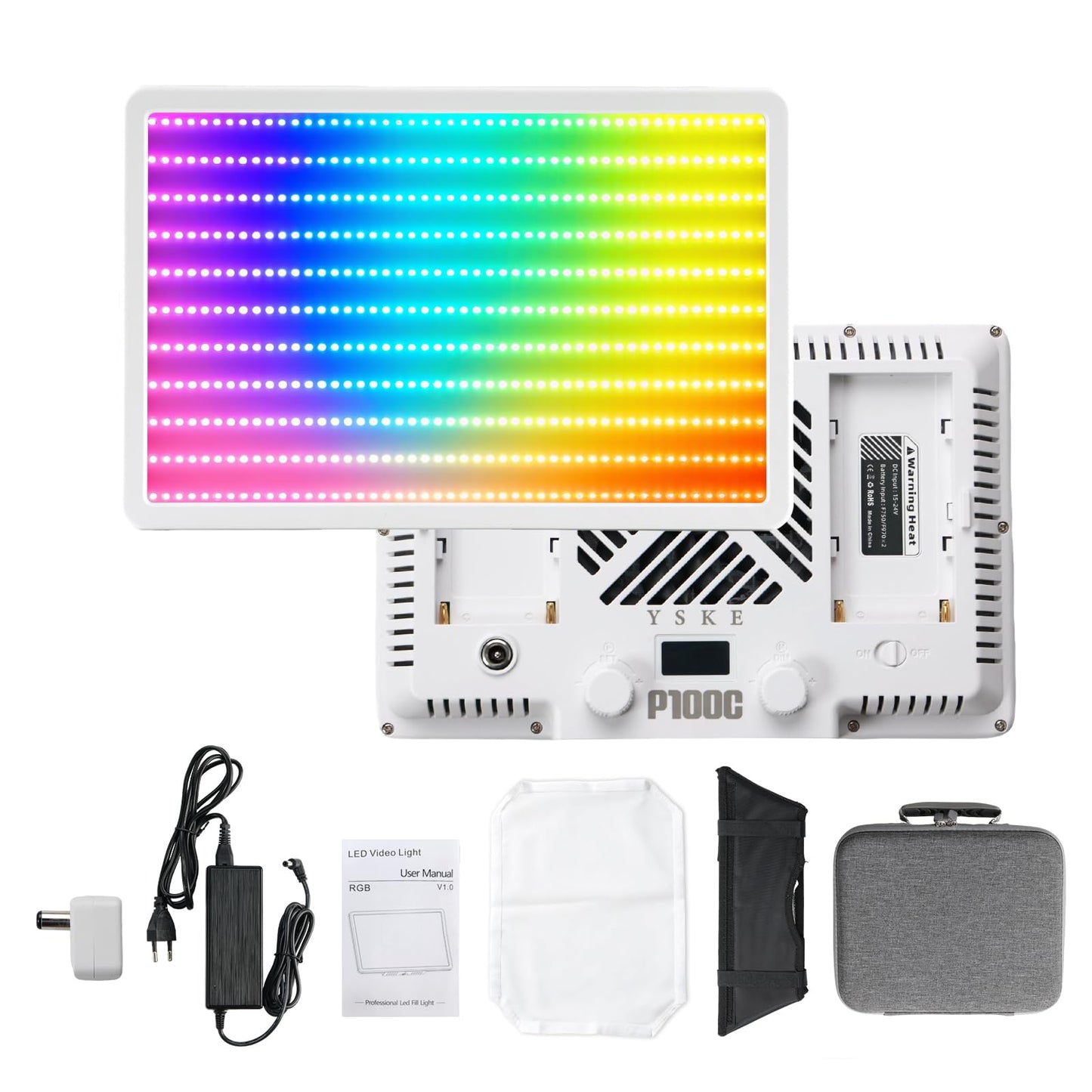 YSKE-100W RGB LED Photography Light & Panel Light, Professional Camera Light Video Light with Softbox Lighting Kit, Continuous Selfie Light for Podcast, YouTube, Video and Photography Lights.