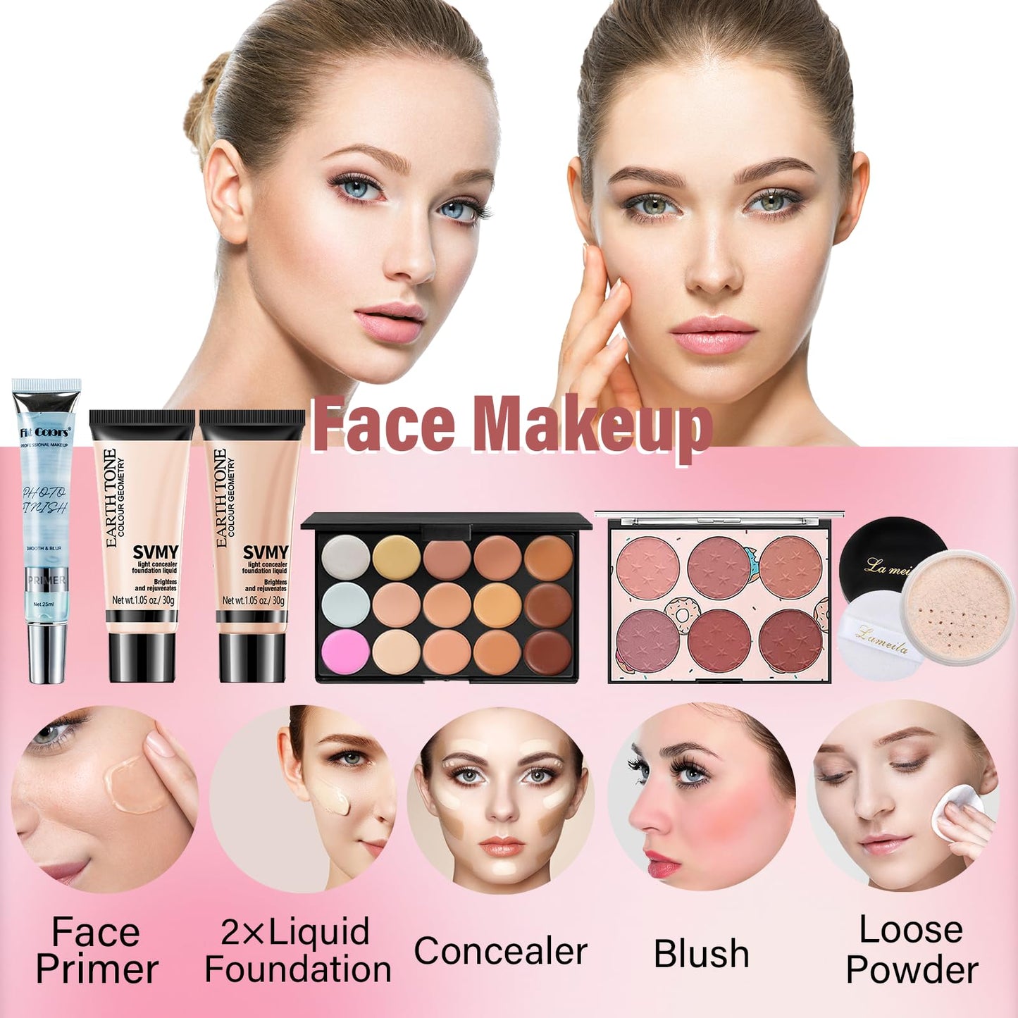 Makeup Set for Women, Makeup Kit for Beginners Teen Girls, Makeup Gift Set for Teens, Makeup Kit for Girls, Eyeshadow Palette, Lip Gloss, Face & Eye Make up