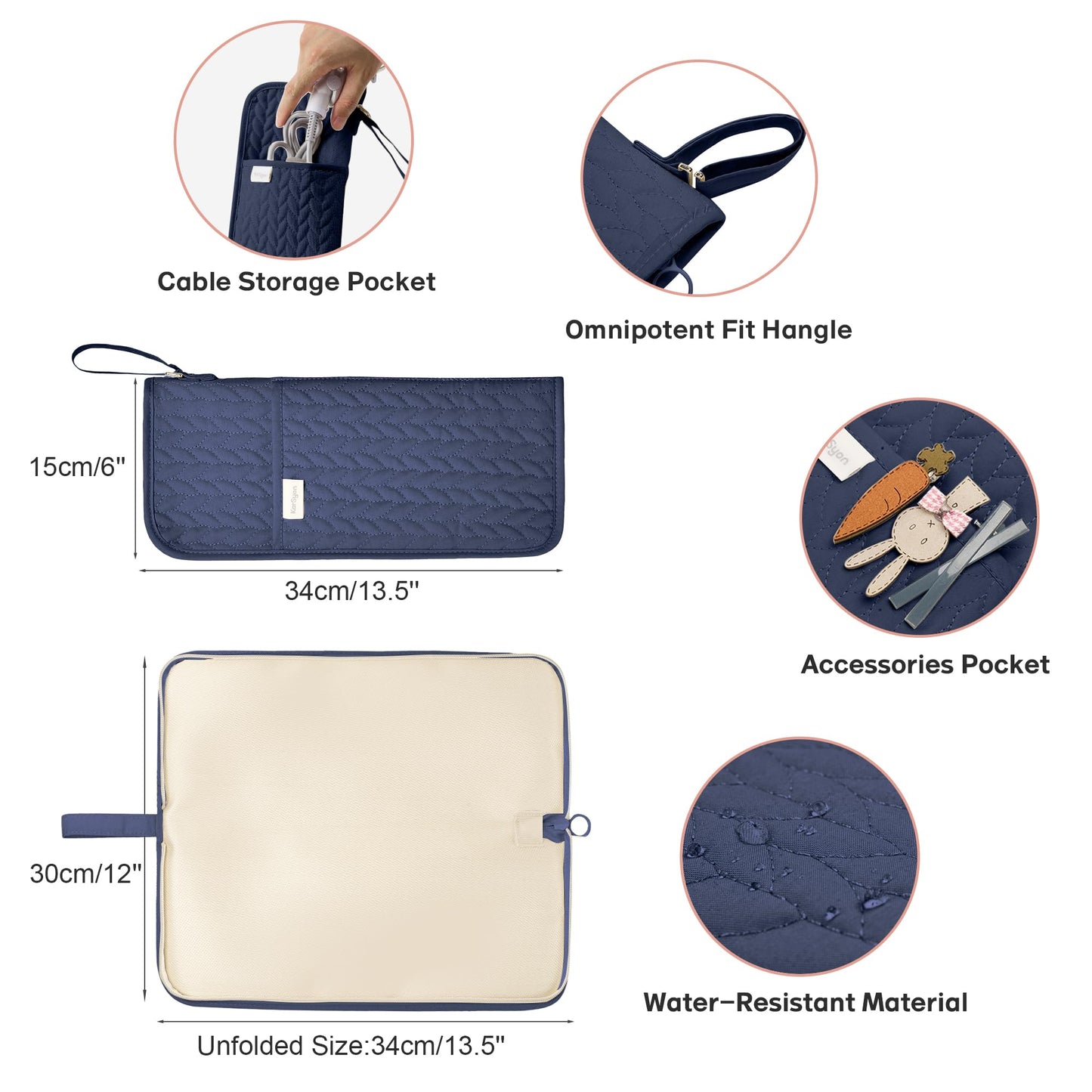 KarSyon Hot Tools Organizer Heat Resistant Mat Case Hair Tools Holder Travel Bag Portable Hair Styling Tools Cover Pouch for Curling Iron,Flat Iron,Hair Straightener (Blue)