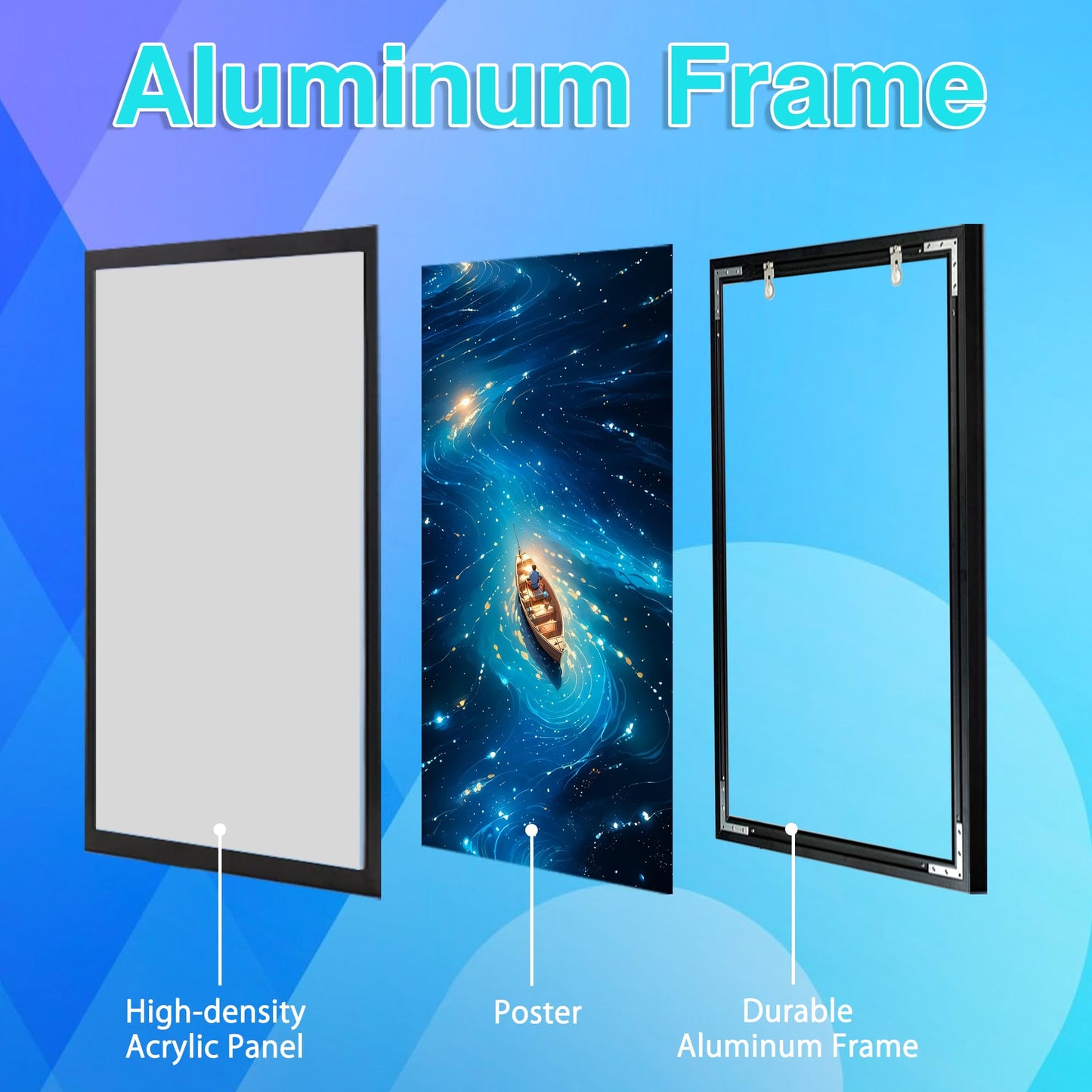 LED Backlit Picture Frame 16" x 24" Movie Poster Frames - Aluminum Snap LED Light Box for Advertising&Home Decoration&Acrylic Art ~ Backlit Poster Frame Wall Mounted (Black)