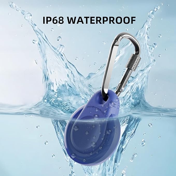 Waterproof Holder for AirTag Keychain Lock Case for Apple AirTags Keyring Durable Lightweight Cover for AirTag for Keys Kids Luggage Backpacks Pet Collar Black Blue 4Pack
