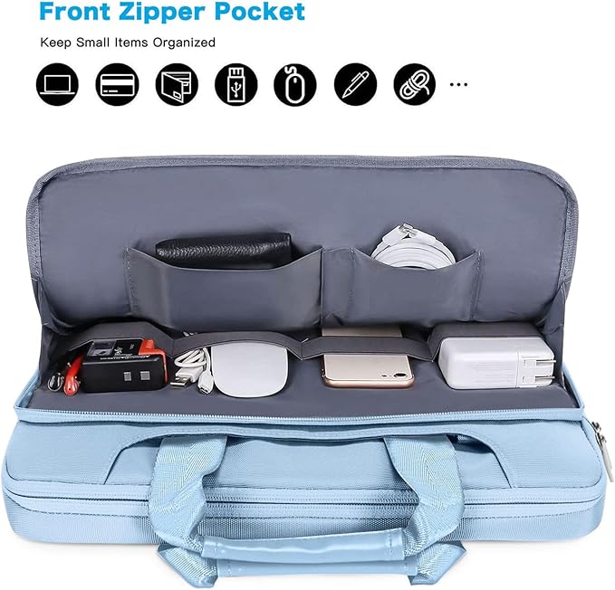 MOSISO 360 Protective Laptop Shoulder Bag Compatible with MacBook Air/Pro, 13-13.3 inch Notebook, Compatible with MacBook Pro 14 inch M5 M4 M3 M2 M1,Matching Color Sleeve with Belt, Airy Blue
