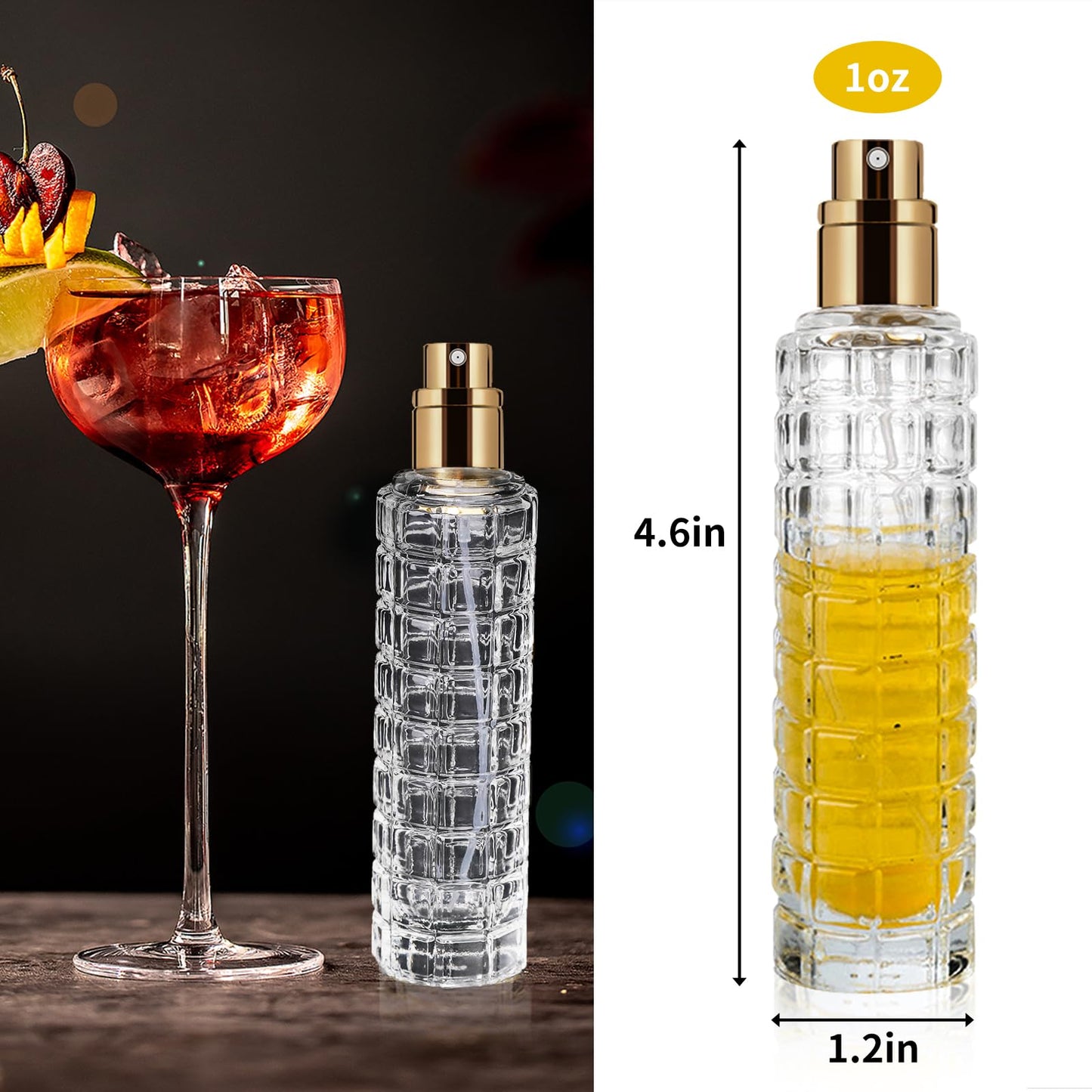 SuproBarware Cocktail Atomizer Sprayer - 1oz / 30ml, Cocktail mister Vermouth Spritzer Bitters Spray Bottle for Cocktails Portable Perfume Refillable Sprayer