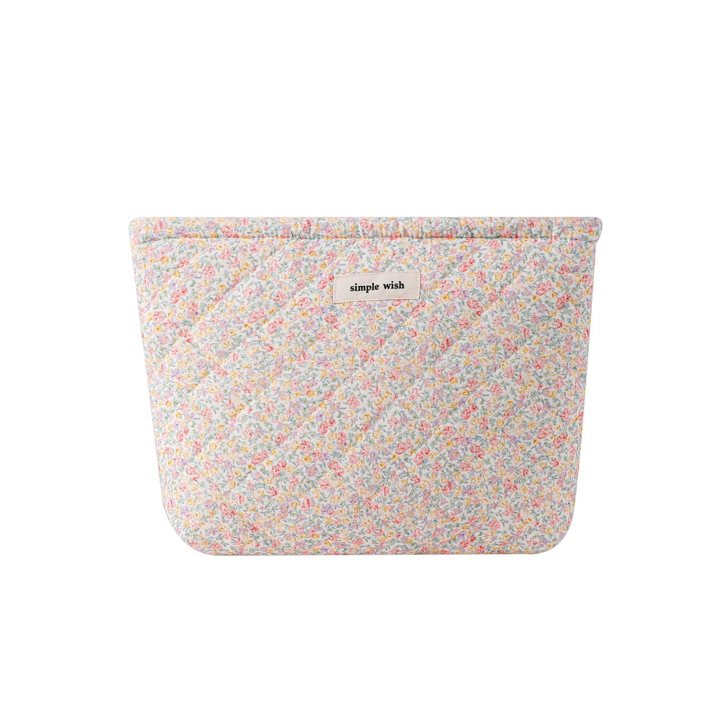 uekeboag Quilted Floral Cotton Makeup Pouch,Coquette Quilted Cosmetic Bag for Women and Girls, Aesthetic Organizer Bag, Flower Cute Travel Toiletry Bags(09 Purple and Pink)