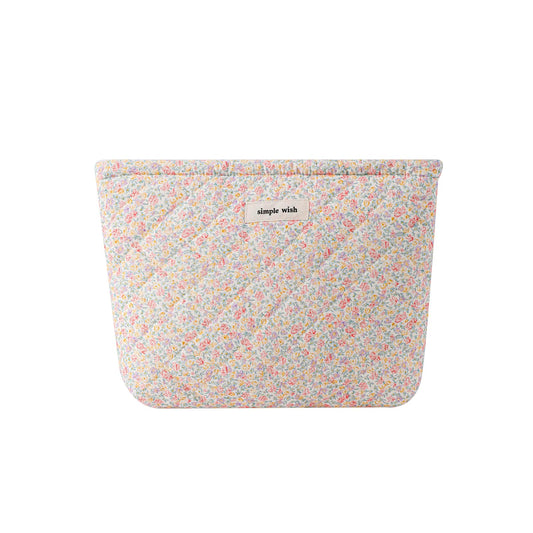 uekeboag Quilted Floral Cotton Makeup Pouch,Coquette Quilted Cosmetic Bag for Women and Girls, Aesthetic Organizer Bag, Flower Cute Travel Toiletry Bags(09 Purple and Pink)