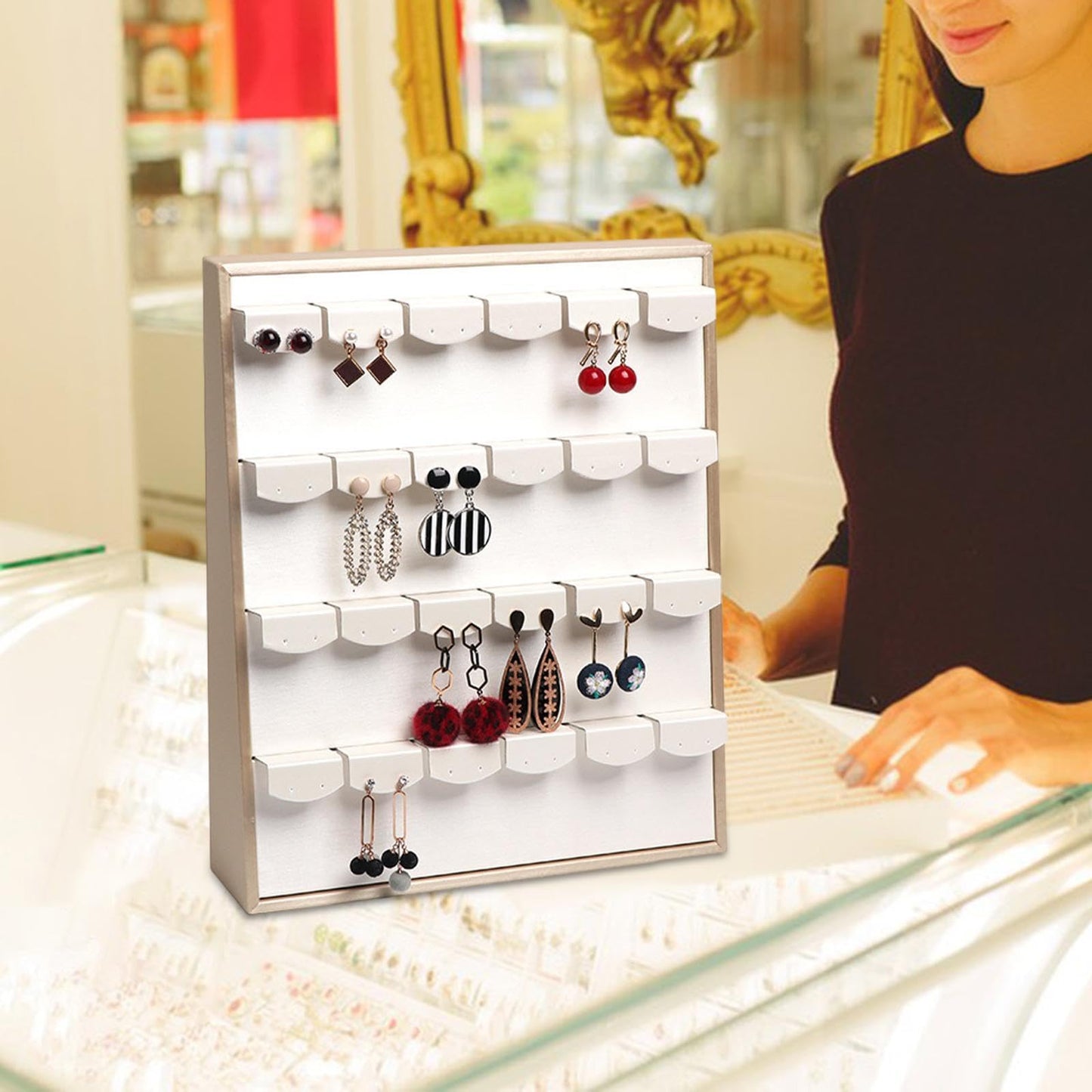 DYNWAVE Jewelry Organizer Jewelry Holder Tray Jewelry Rack Jewelry Stand for Showcase Dresser Vanity Table Shop Jewelry Store, Earring Holder