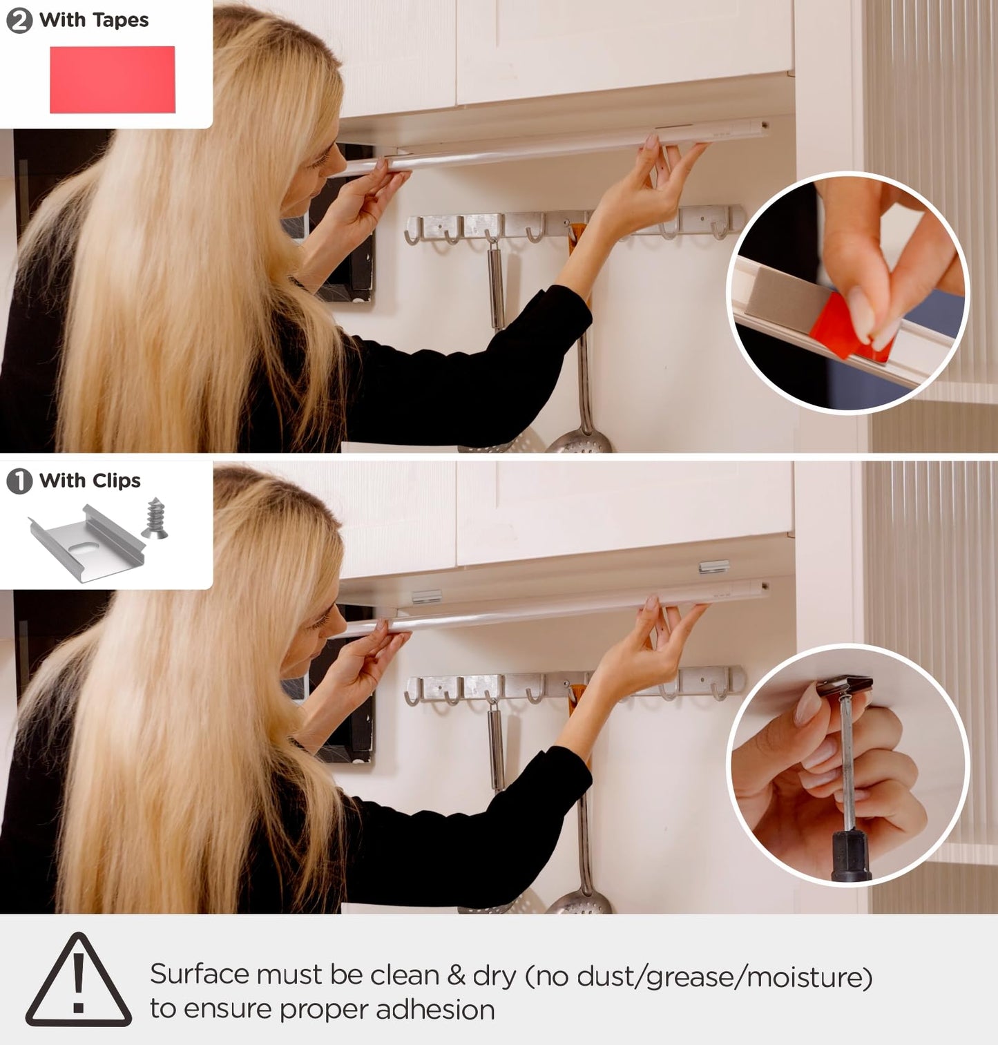 Under Cabinet Lighting Plug in 16in 1Pack AC120V 3CCT 3000/4000/5000K, Super Bright,Linkable Under Counter Lights for Kitchen, Ultra Slim LED Cabinet Light,ETL White