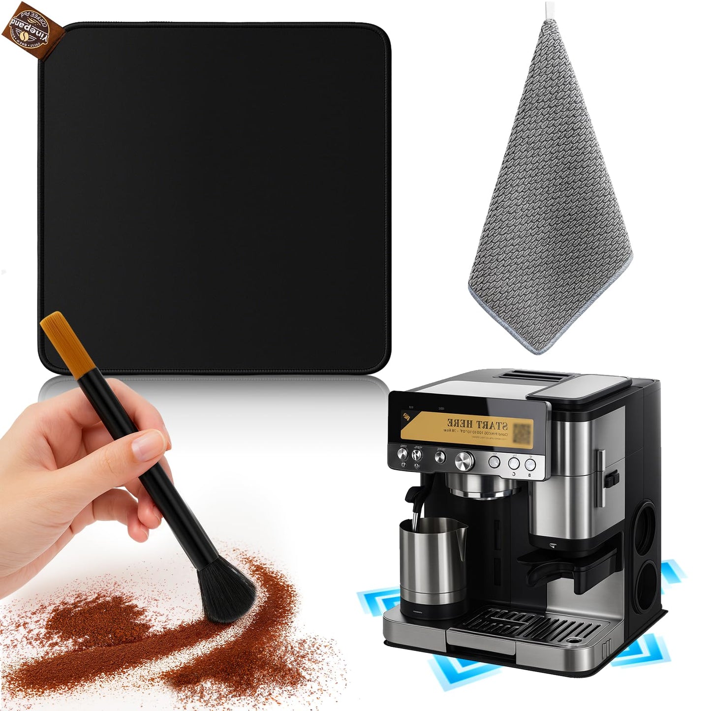 1 Pcs Sliding Mat for Ninja Luxe Cafe Espresso ES601, with Microfiber Towel and Coffee Brush, Slide Easily, Cleanig Kit, Cafe Accessories,Scratch-Free Movement for Countertop and Keep Machine Clean