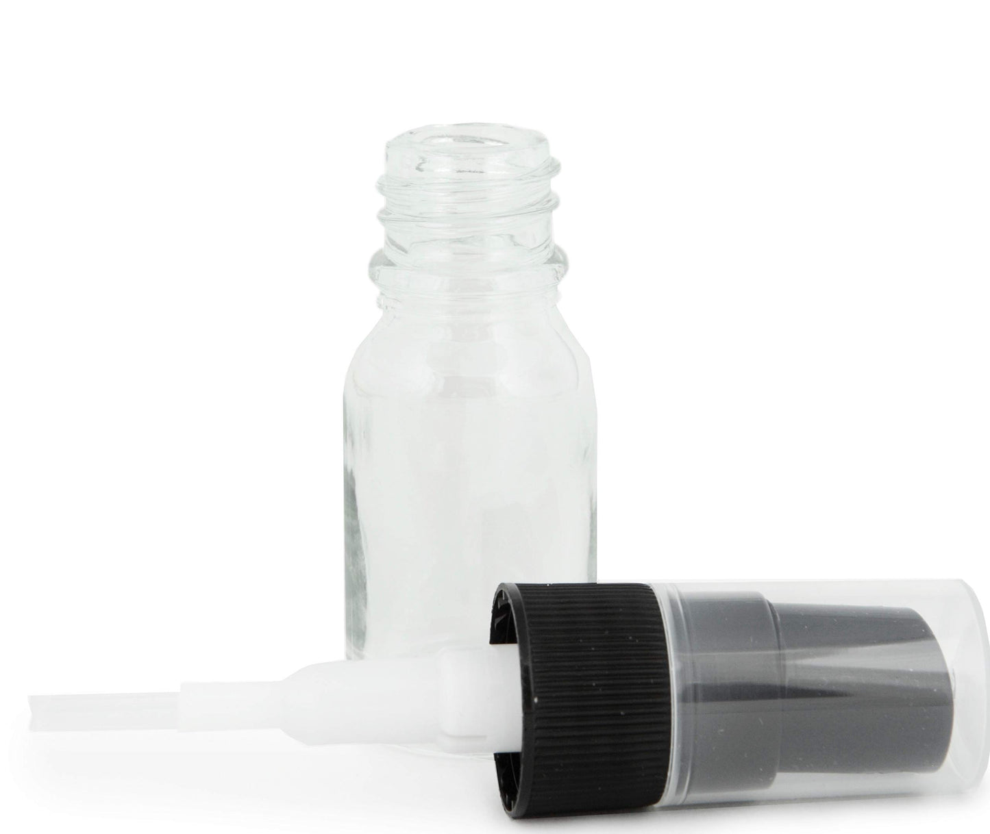 Vivaplex, 24, Clear, 10 ml (1/3 oz) Glass Bottles, with Black Fine Mist Sprayer's