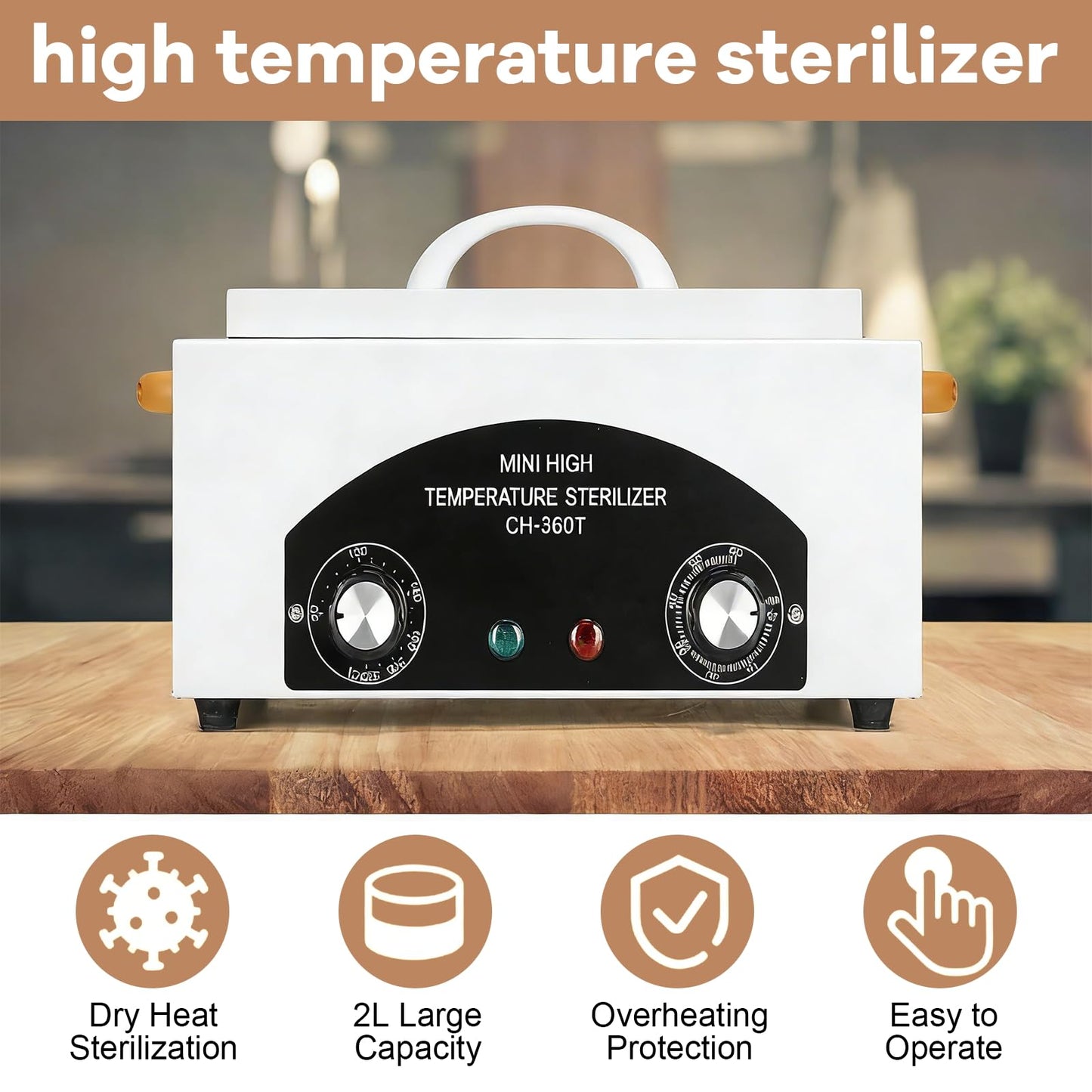 High Temperature Autoclave Machine,110V 300W 1.5L Manicure Metal Tool Cleaner Machine,Autoclave Sterilizers for Nail Tools, Autoclave Machine for Sundry Beauty Hair Nail Metal Tools with Handle