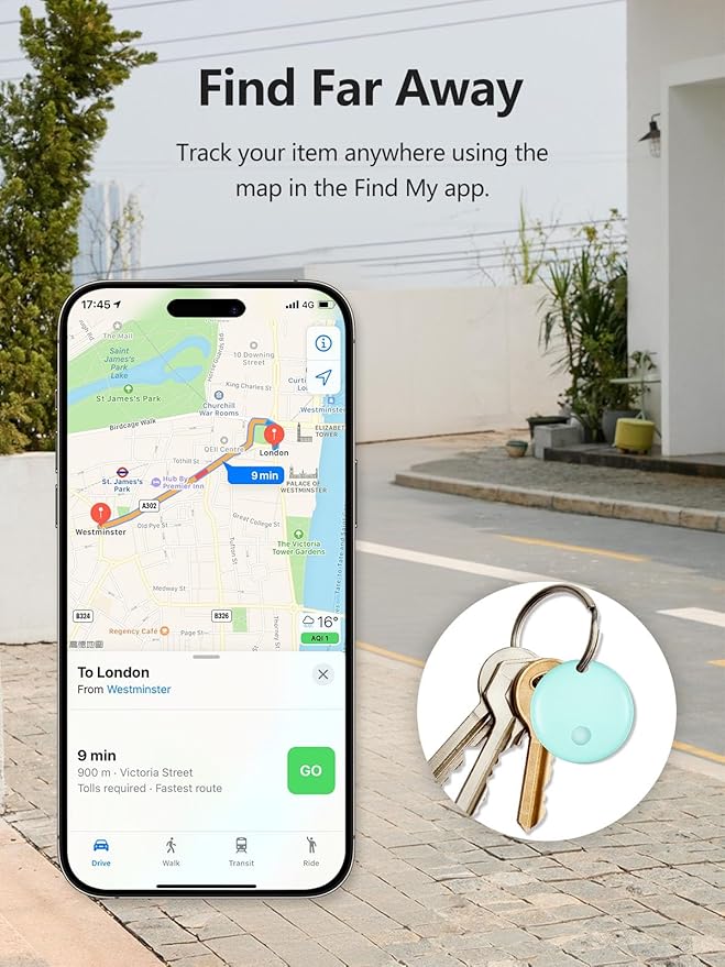 Tracker Tags, Item Finder Work with Apple Find My (iOS Only), Tracking Device Locator Smart Tag for Luggage, Keys, Wallet, Bike, Bags (Blue, 1 Pack)