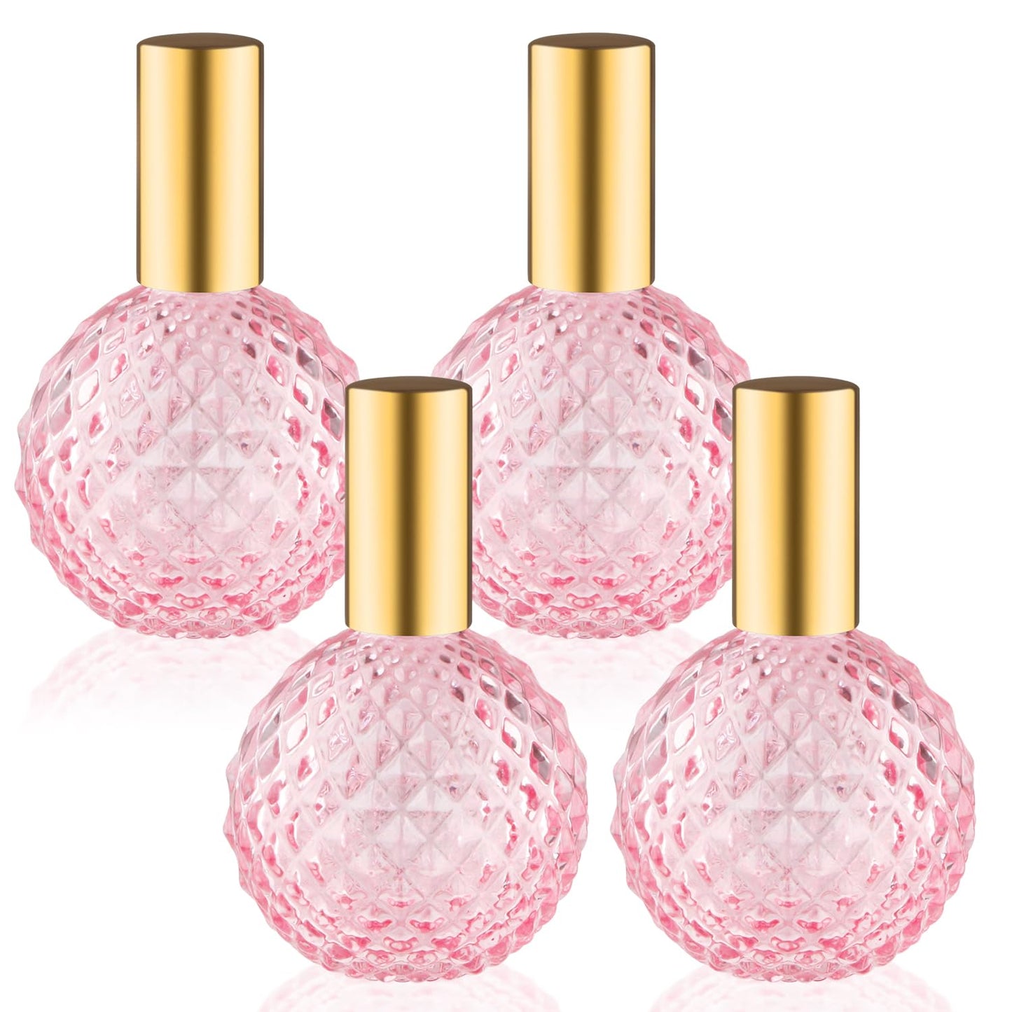 4 Pcs 100ml/3.38oz Glass Spray Bottle Empty Perfume Atomizer Fine Mist Spray Cosmetic Container Decorative Bottles for Liquid Make Up - Pink