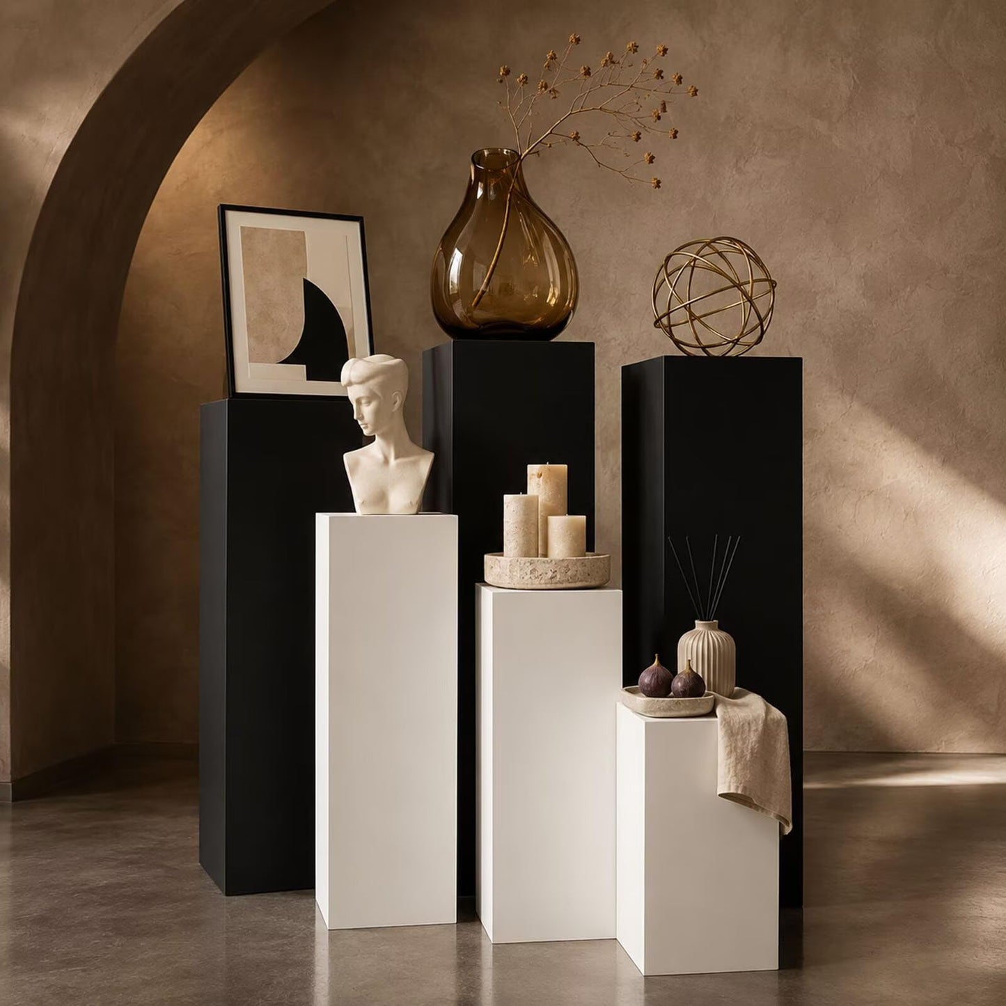 Black Display Pedestal Stand-Matte Mdf edestal Stand 15.8"*15.8"*43.3"